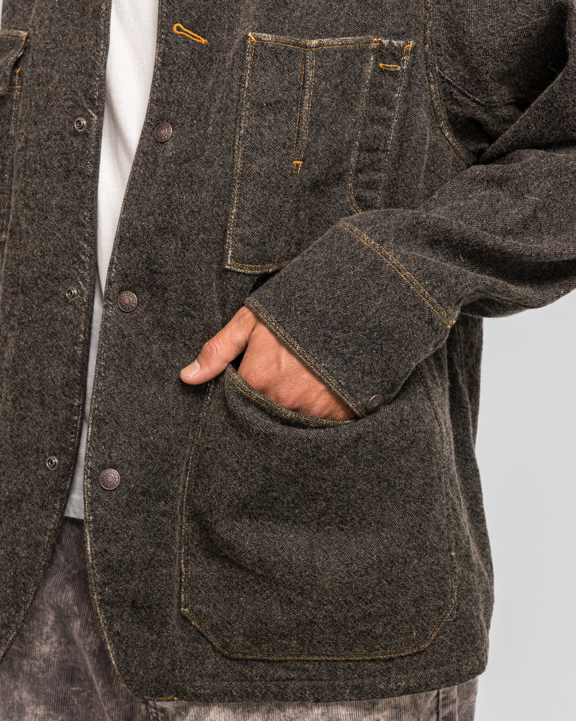 Kapital - Twill Aging-Wool CACTUS Coverall - Fade Charcoal - UP THERE