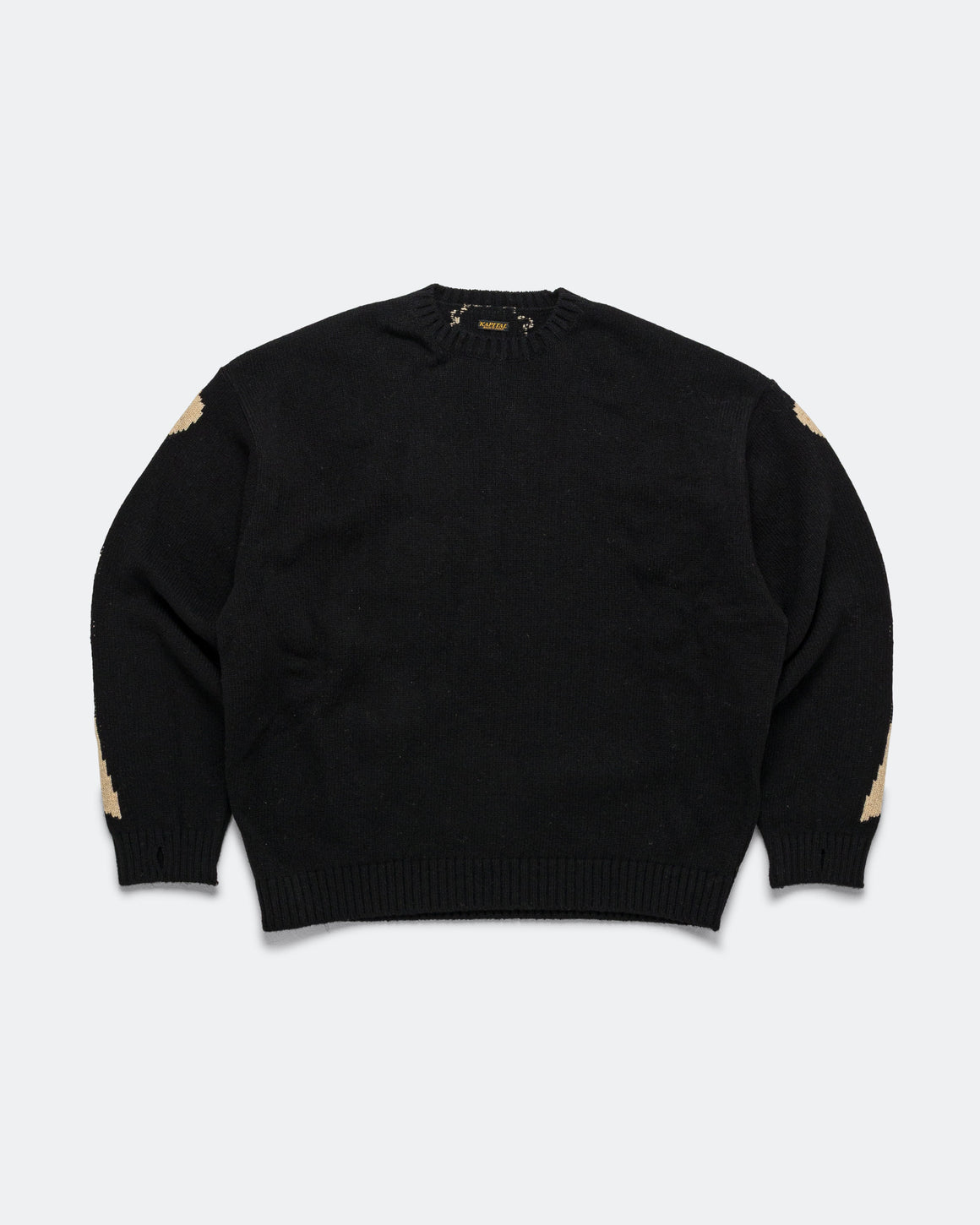 Kapital - 5G Wool BONE Crew Sweater - Black - UP THERE