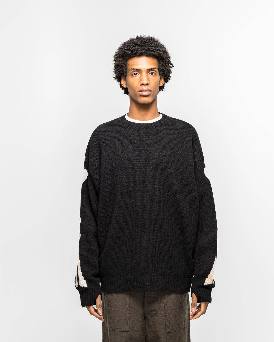 Kapital - 5G Wool BONE Crew Sweater - Black - UP THERE