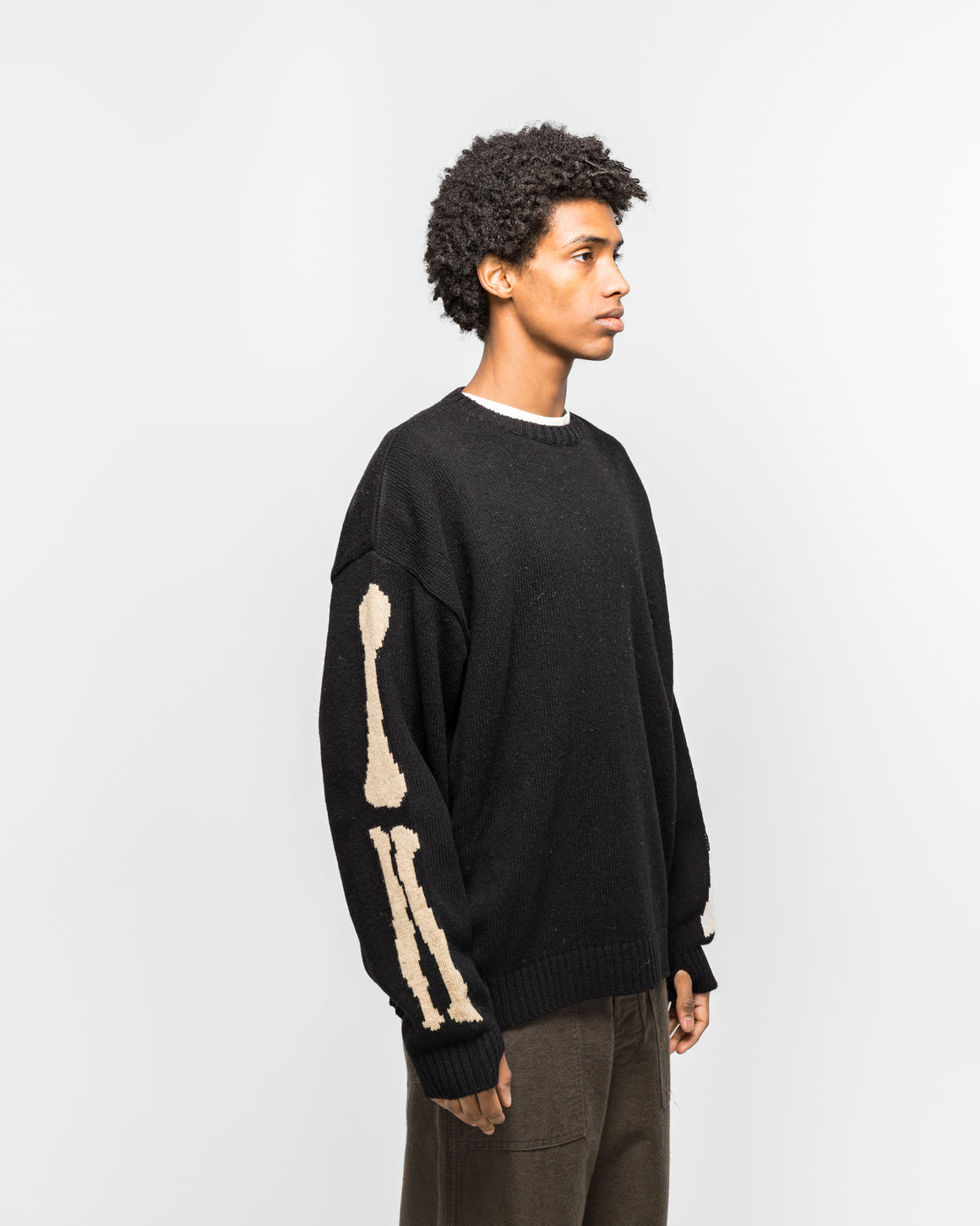 Kapital - 5G Wool BONE Crew Sweater - Black - UP THERE