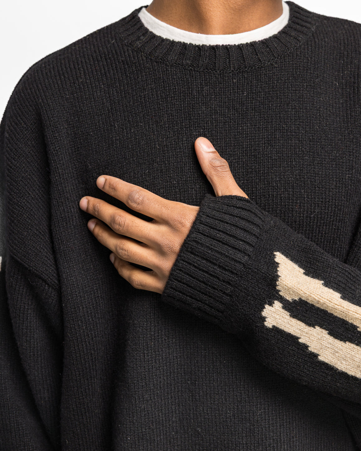 Kapital - 5G Wool BONE Crew Sweater - Black - UP THERE