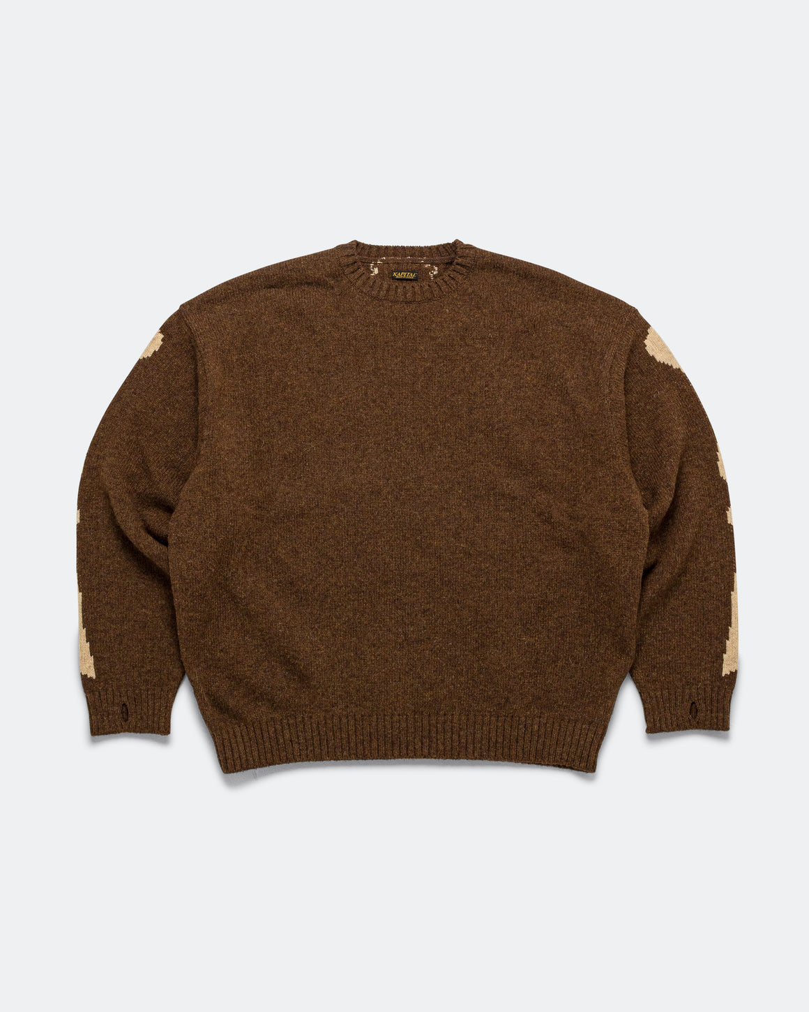 Kapital - 5G Wool BONE Crew Sweater - Brown - UP THERE