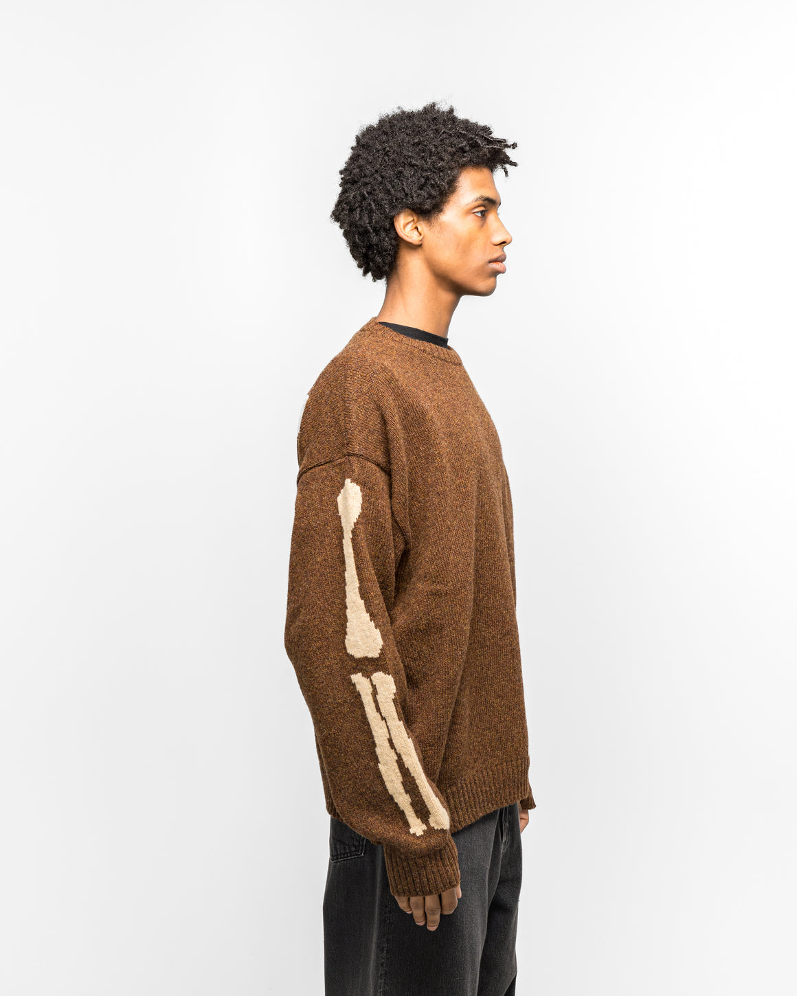 Kapital - 5G Wool BONE Crew Sweater - Brown - UP THERE