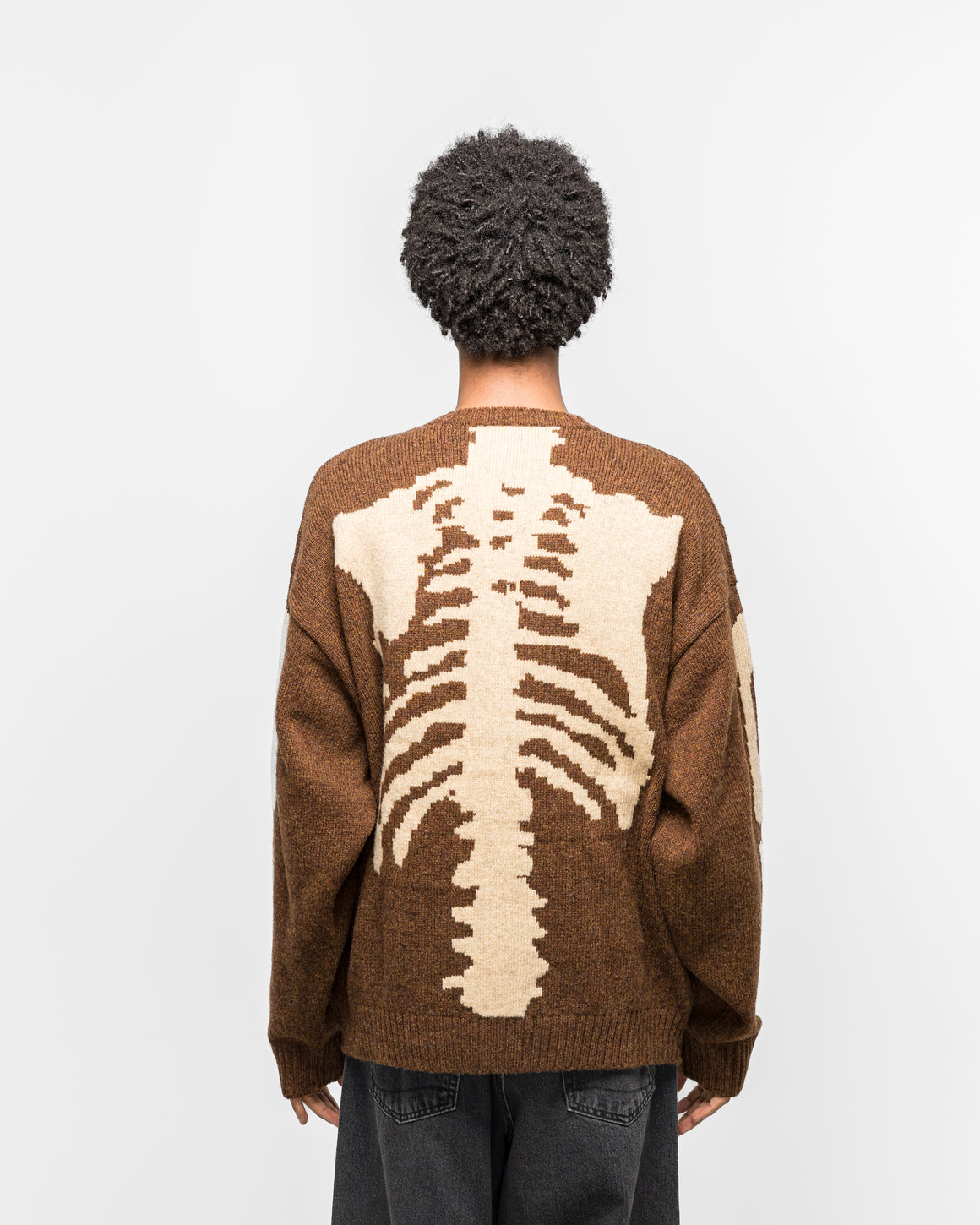 Kapital - 5G Wool BONE Crew Sweater - Brown - UP THERE