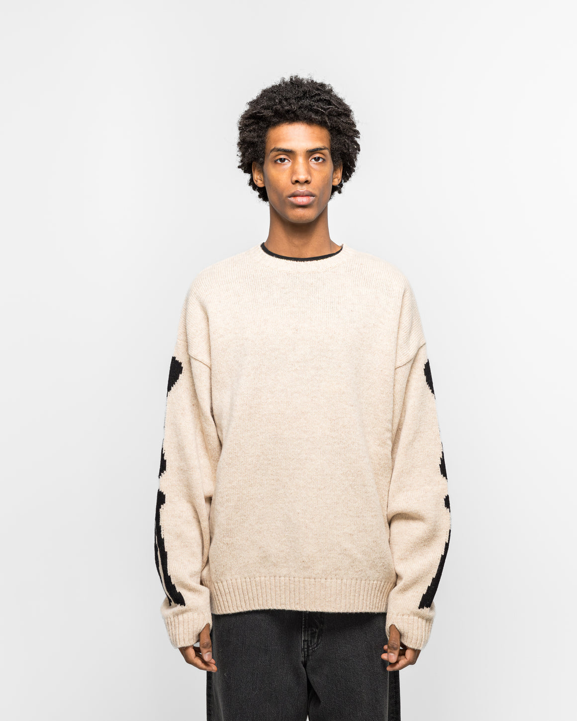 Kapital - 5G Wool BONE Crew Sweater - Natural - UP THERE