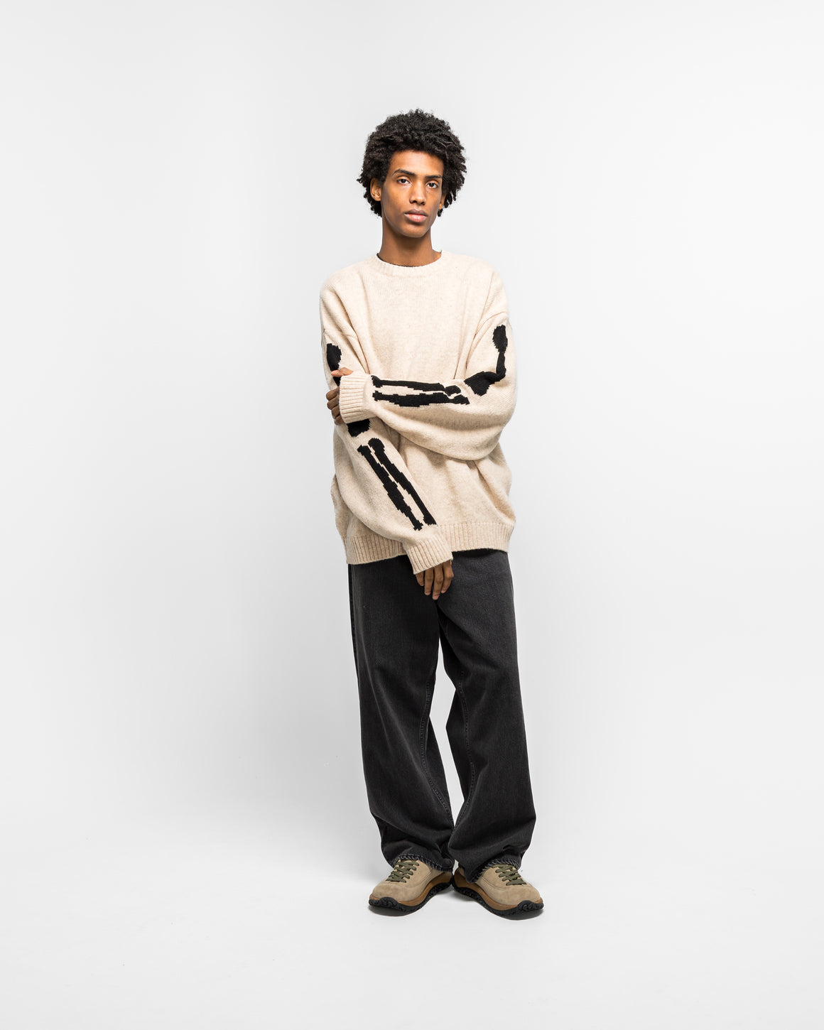 Kapital - 5G Wool BONE Crew Sweater - Natural - UP THERE