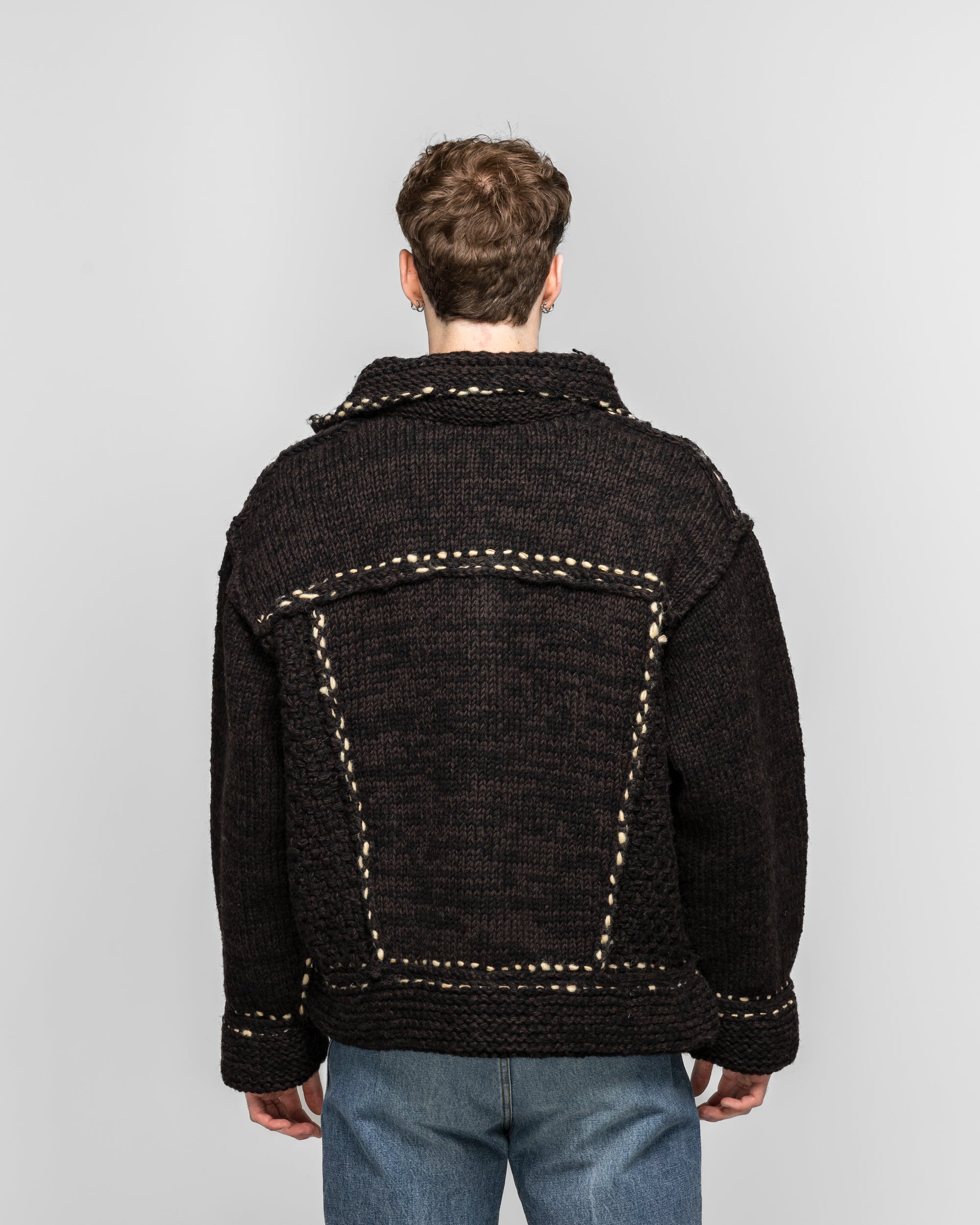 Wool Hand Knit Cowichan G-JACKET - Black | UP THERE Wool Hand Knit Cowichan G-JACKET - Black | UP THERE