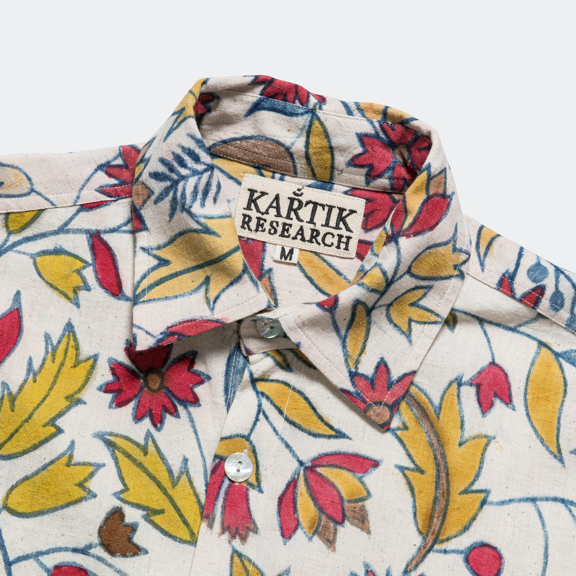 Kartik Research - Long Sleeve Hand Painted Shirt - Ecru/Pink - UP THERE