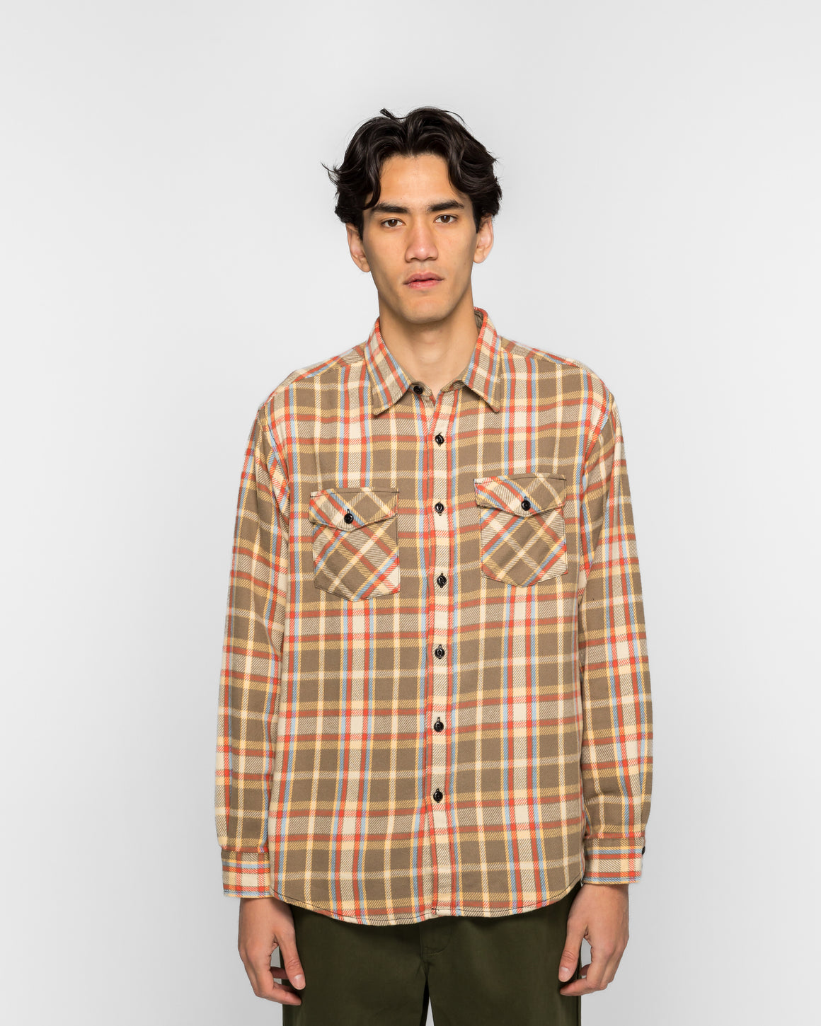 Khakis - Heavy Flannel Shirt - Tan - UP THERE