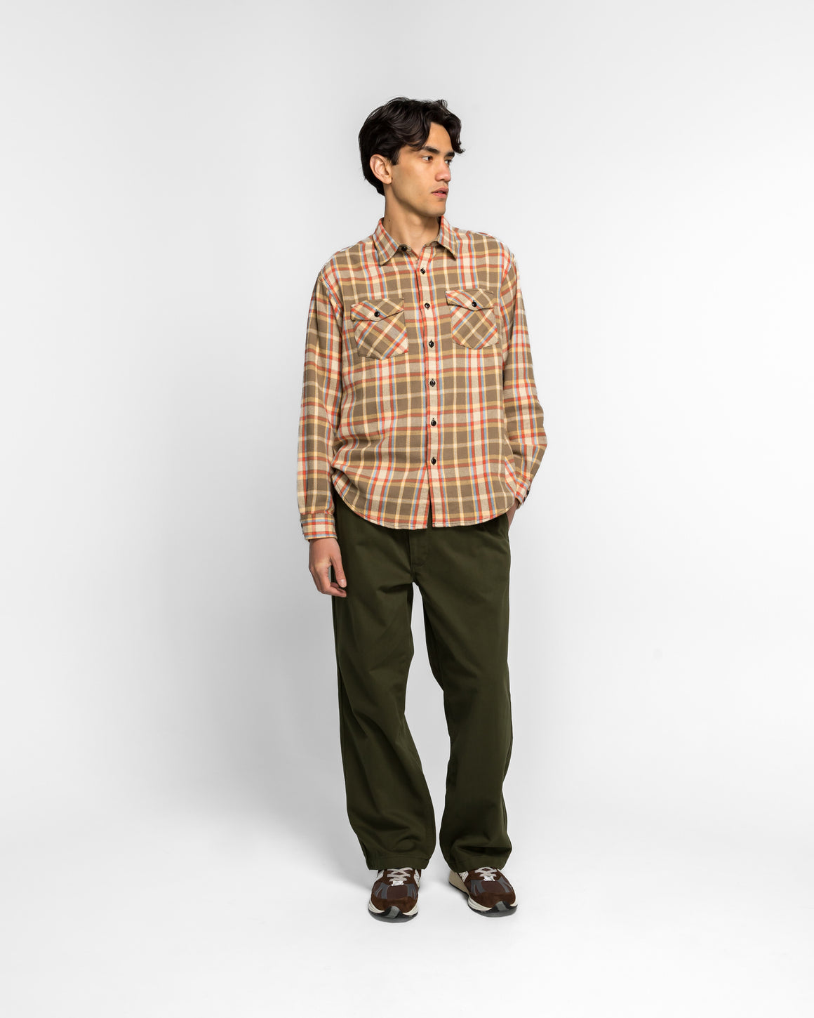 Khakis - Heavy Flannel Shirt - Tan - UP THERE