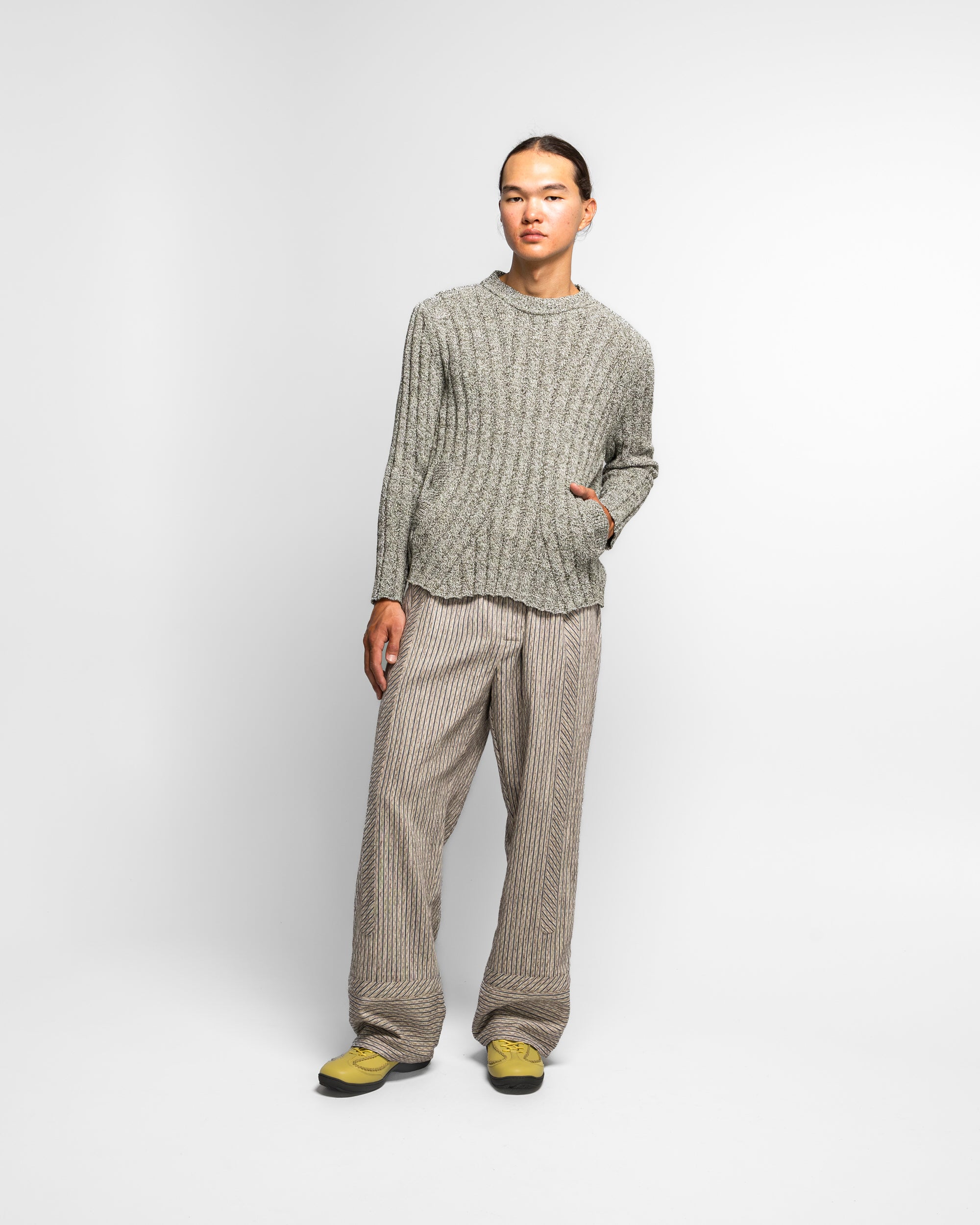 トップス kiko kostadinov V KNITTED WEAR Kiko Kostadinov - Kada Knit Pullover - Grey Melange | UP THERE