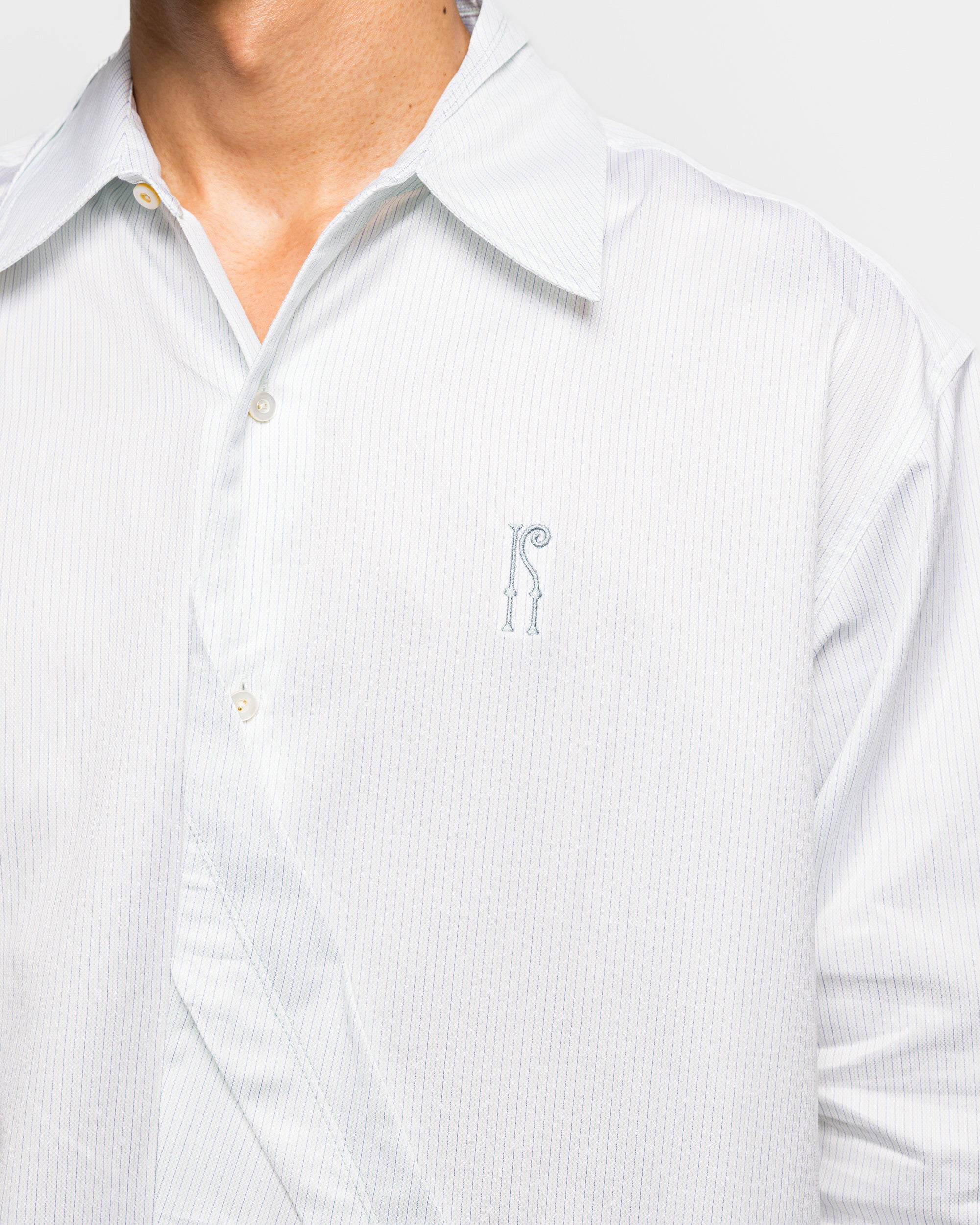 Kiko Kostadinov - Ohne K-Dart Shirt - Blue/Green Double Stripe