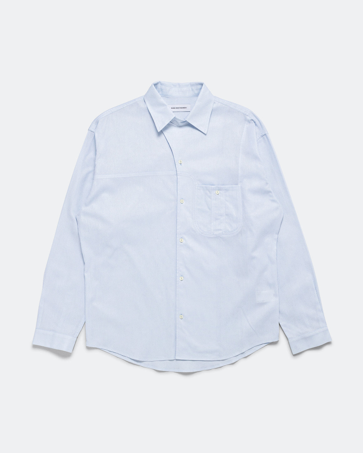 Kiko Kostadinov - Veca Panelled Shirt - Pale Blue Mesh Shirting - UP THERE