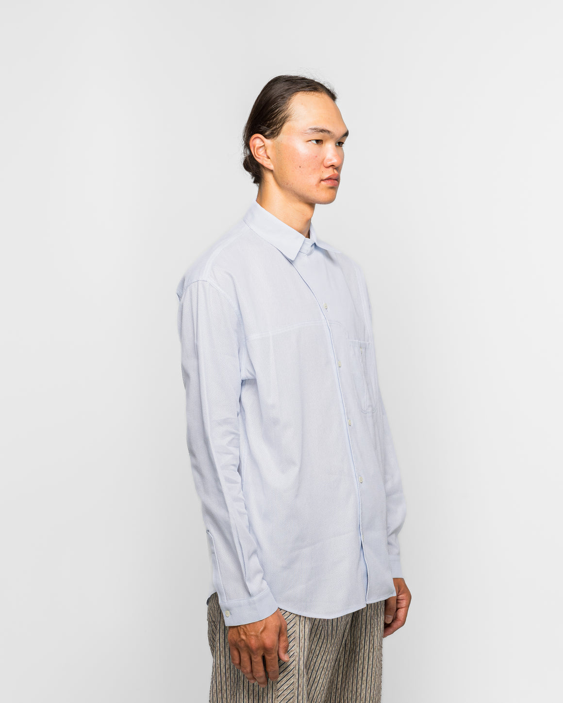 Kiko Kostadinov - Veca Panelled Shirt - Pale Blue Mesh Shirting - UP THERE