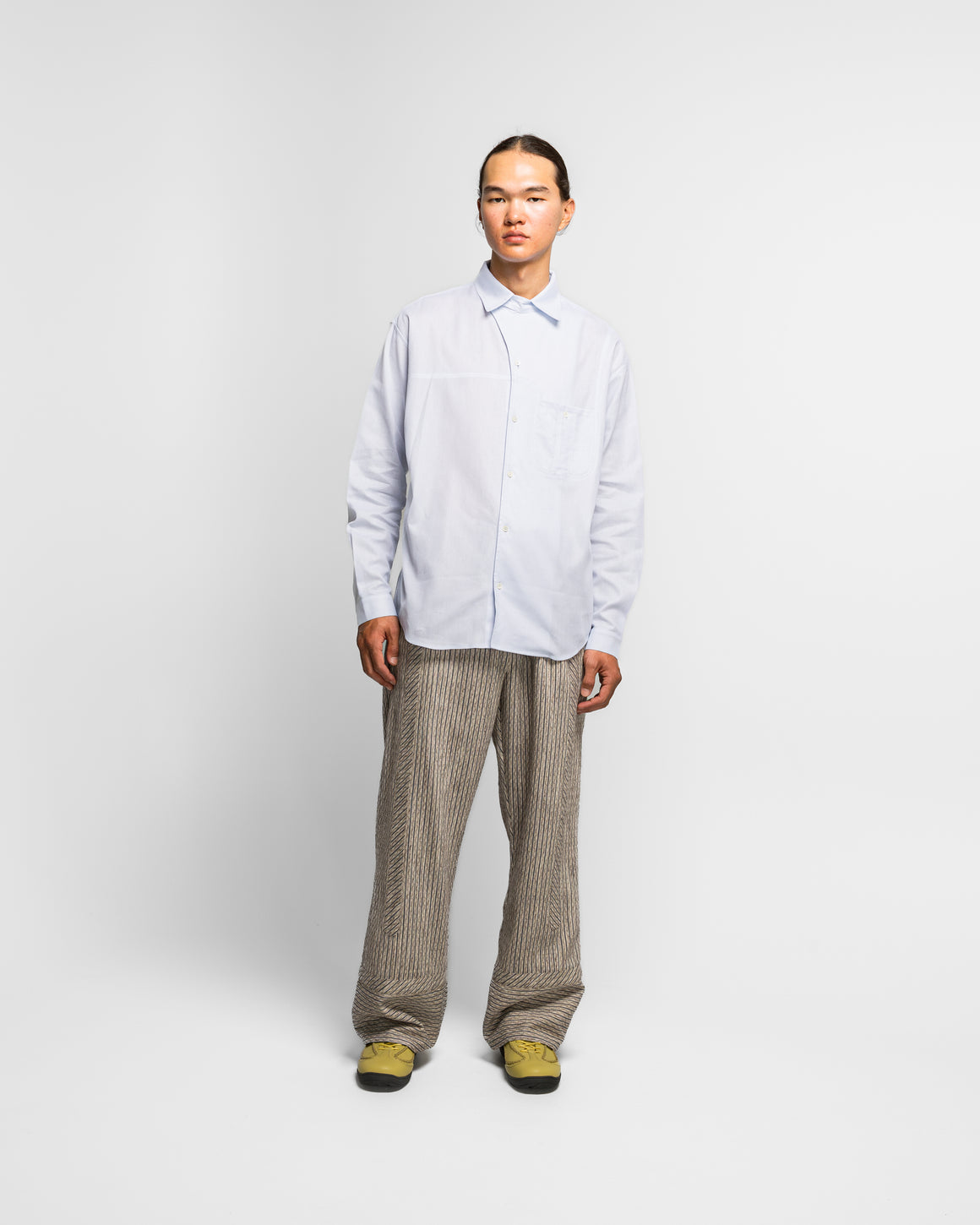 Kiko Kostadinov - Veca Panelled Shirt - Pale Blue Mesh Shirting - UP THERE