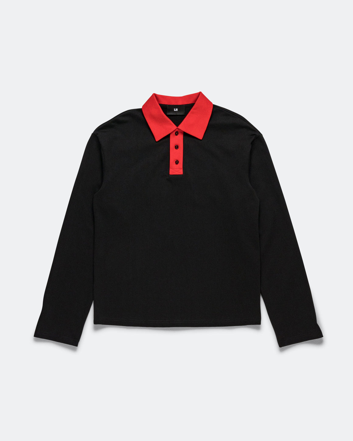 LII - Contrast Collar Polo - Black/Red - UP THERE