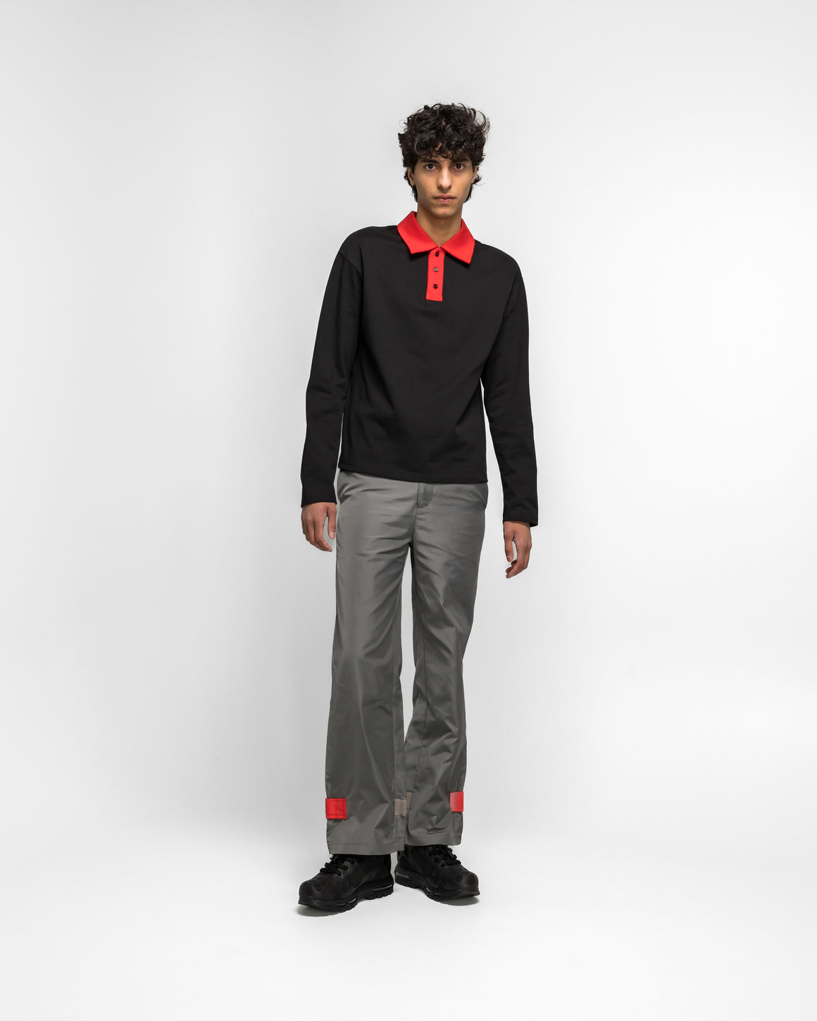 LII - Contrast Collar Polo - Black/Red - UP THERE