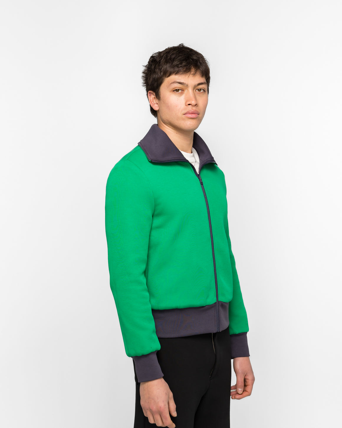 LII - Reversible High-Neck Zip Jersey Jacket - Navy/Green - UP THERE