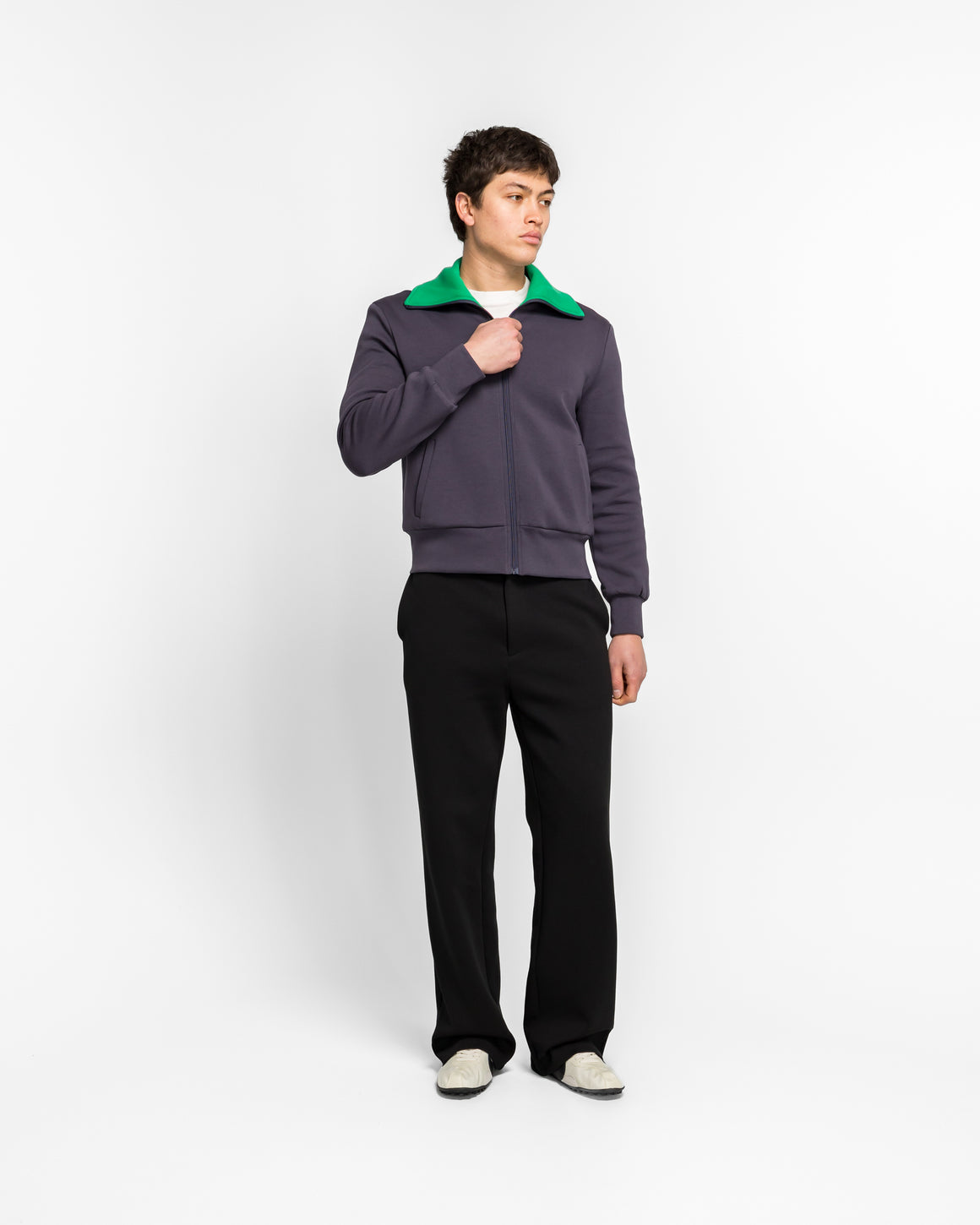 LII - Reversible High-Neck Zip Jersey Jacket - Navy/Green - UP THERE