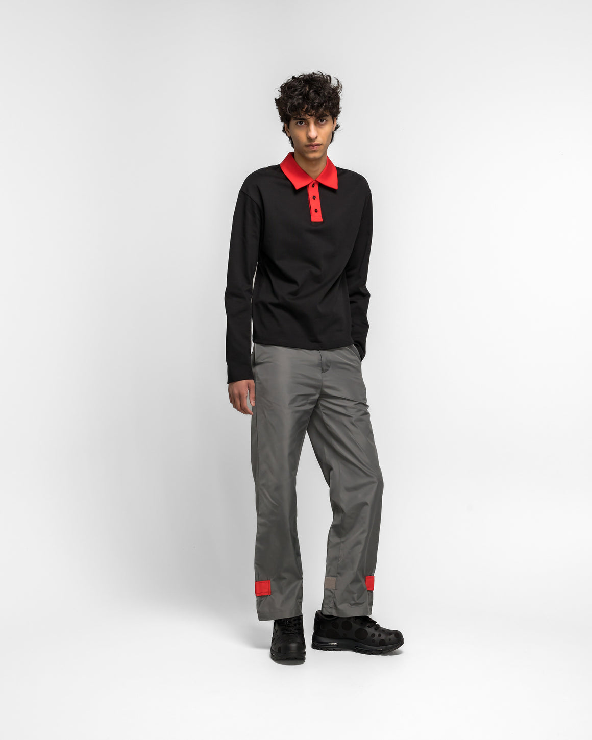 LII - Velcro Straight Trousers - Grey/Red - UP THERE