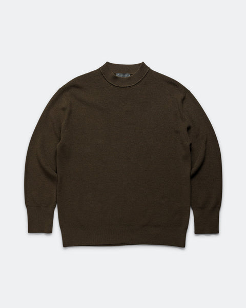 Margaret Howell - Fine Rib Crew - Khaki Extrafine Merino Wool | UP Margaret Howell - Fine Rib Crew - Khaki Extrafine Merino Wool | UP