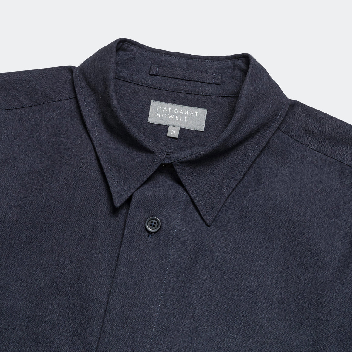 Margaret Howell - Minimal Boxy Shirt - Ink Heavy Cotton Linen Poplin - UP THERE