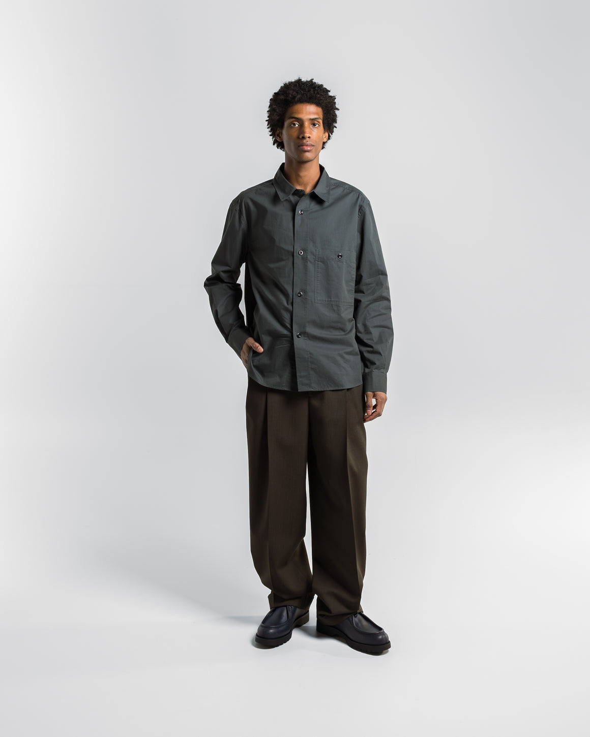 MHL. - Overall Shirt - Algae Lightweight Brushed Cotton - UP THERE
