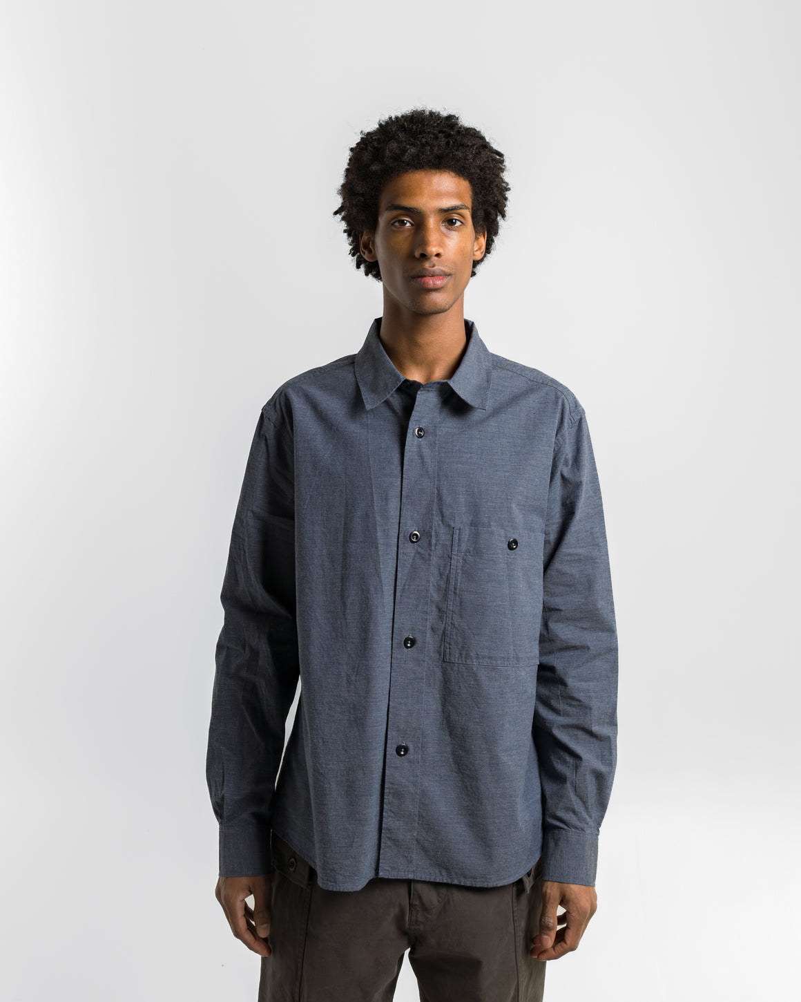 MHL. - Overall Shirt - Uniform Blue Dry Cotton End On End - UP THERE