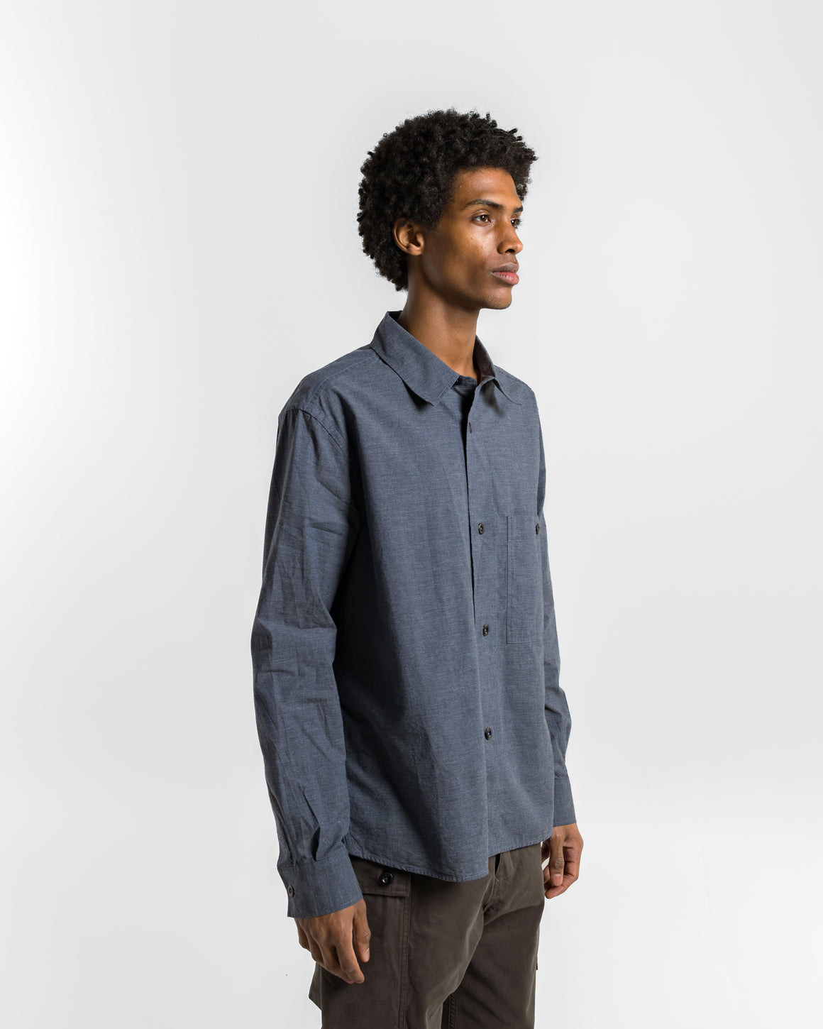 MHL. - Overall Shirt - Uniform Blue Dry Cotton End On End - UP THERE