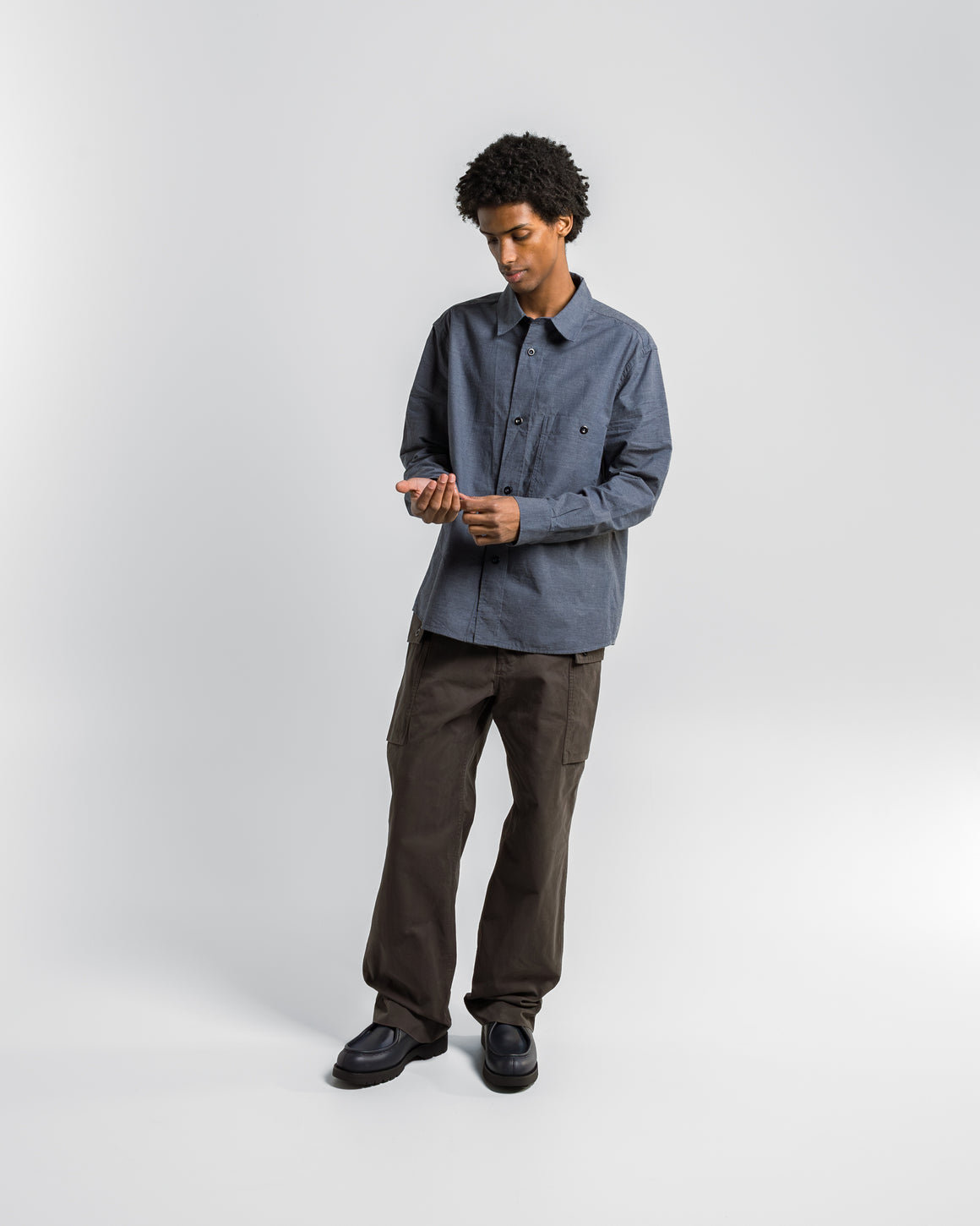 MHL. - Overall Shirt - Uniform Blue Dry Cotton End On End - UP THERE