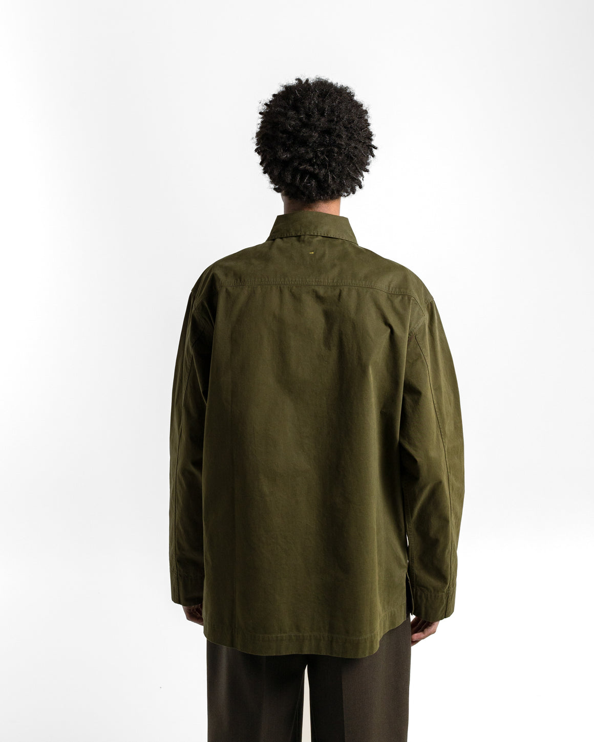 MHL. - Storm Flap Shirt - Seaweed Brushed Cotton Twill - UP THERE