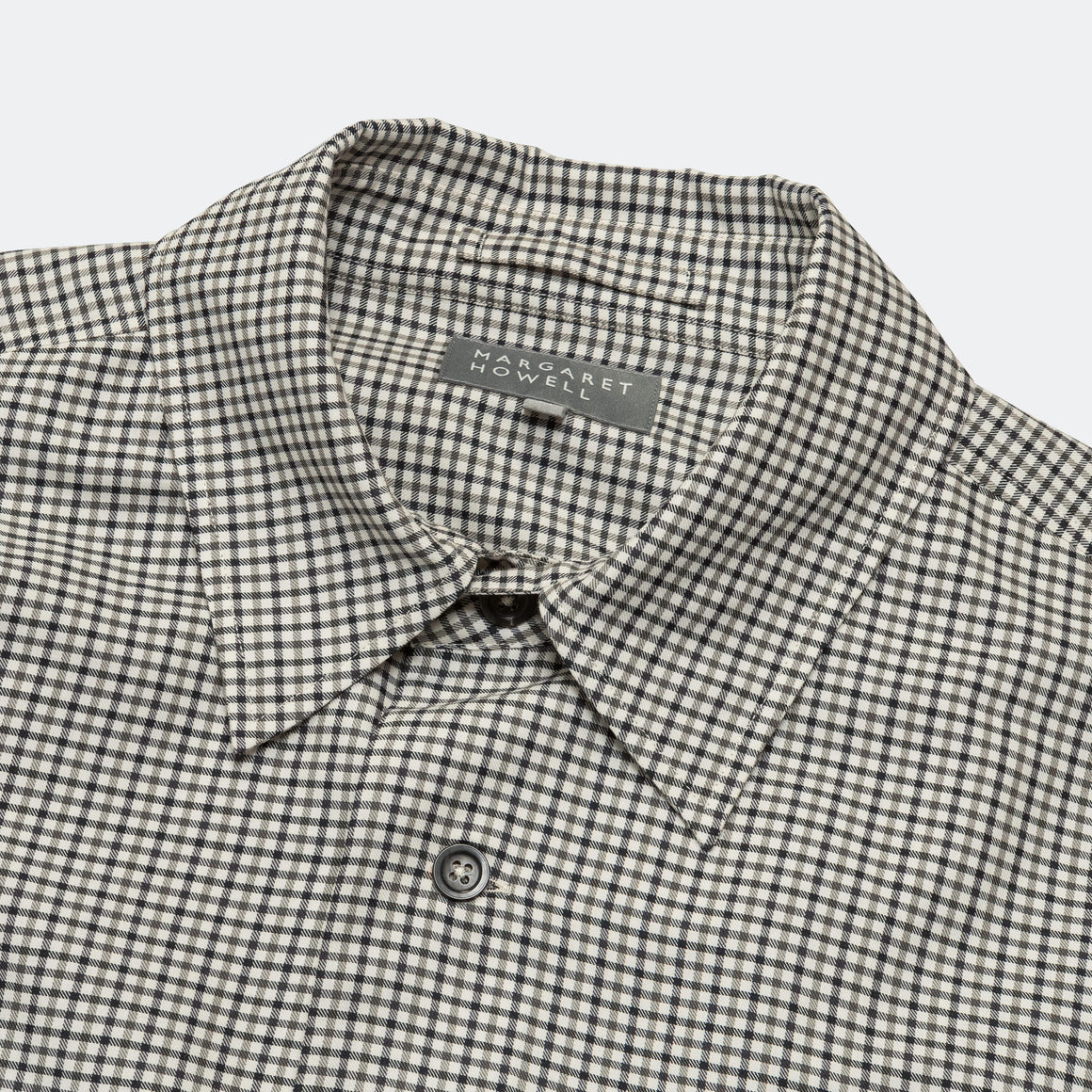 Margaret Howell - Two Pocket Shirt - Charcoal/Off White Gingham - UP THERE