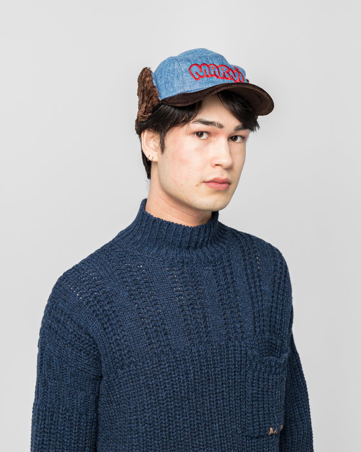 Marni - Baseball Trapper Hat - Washed Bull Denim - UP THERE