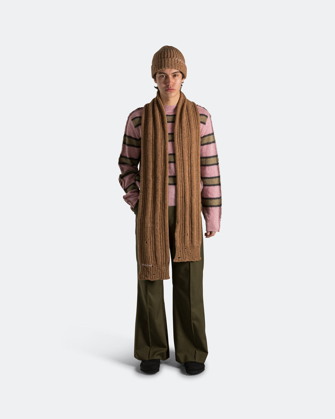 Marni - Broken Fisherman Wool Scarf - Hazelnut - UP THERE