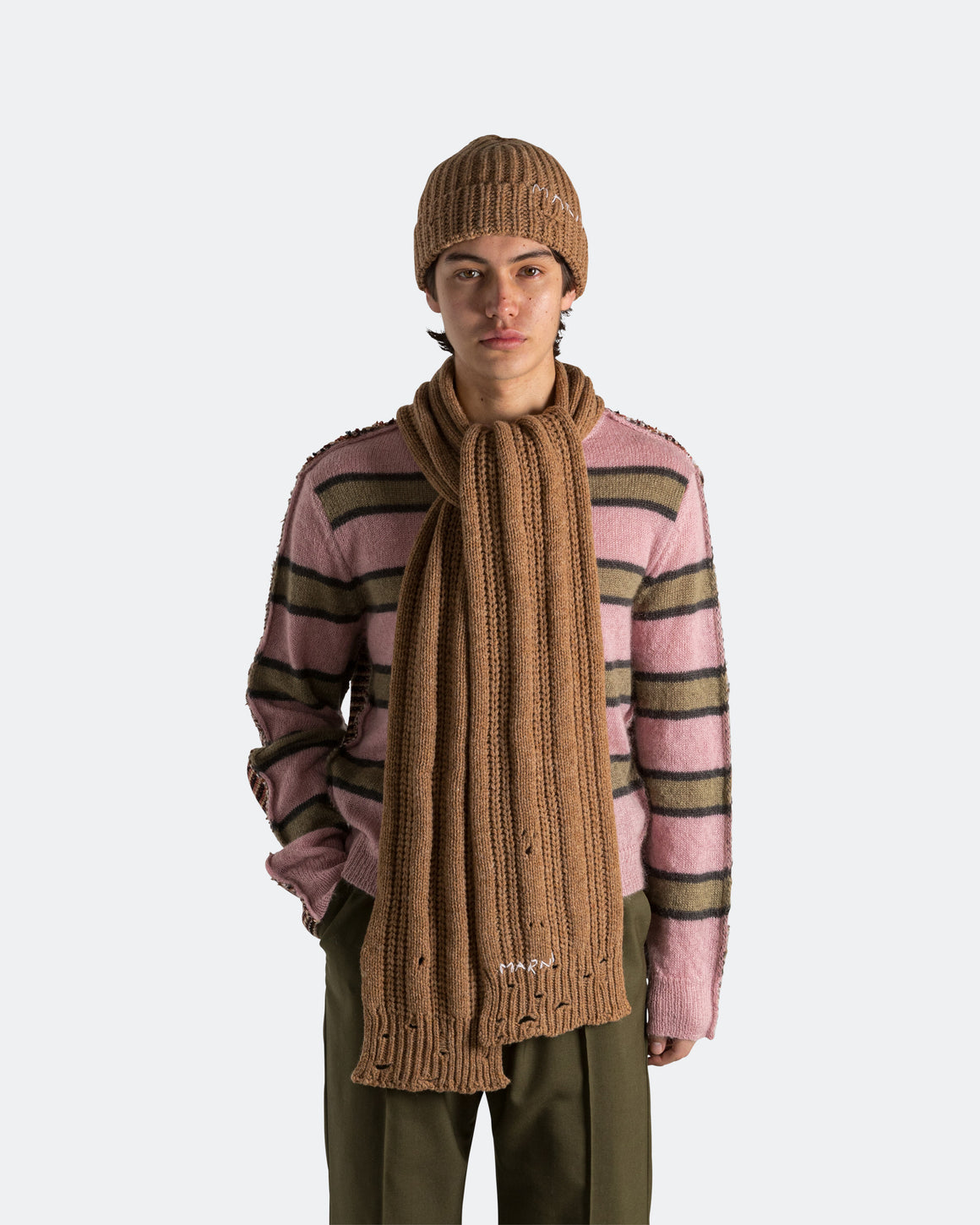 Marni - Broken Fisherman Wool Scarf - Hazelnut - UP THERE