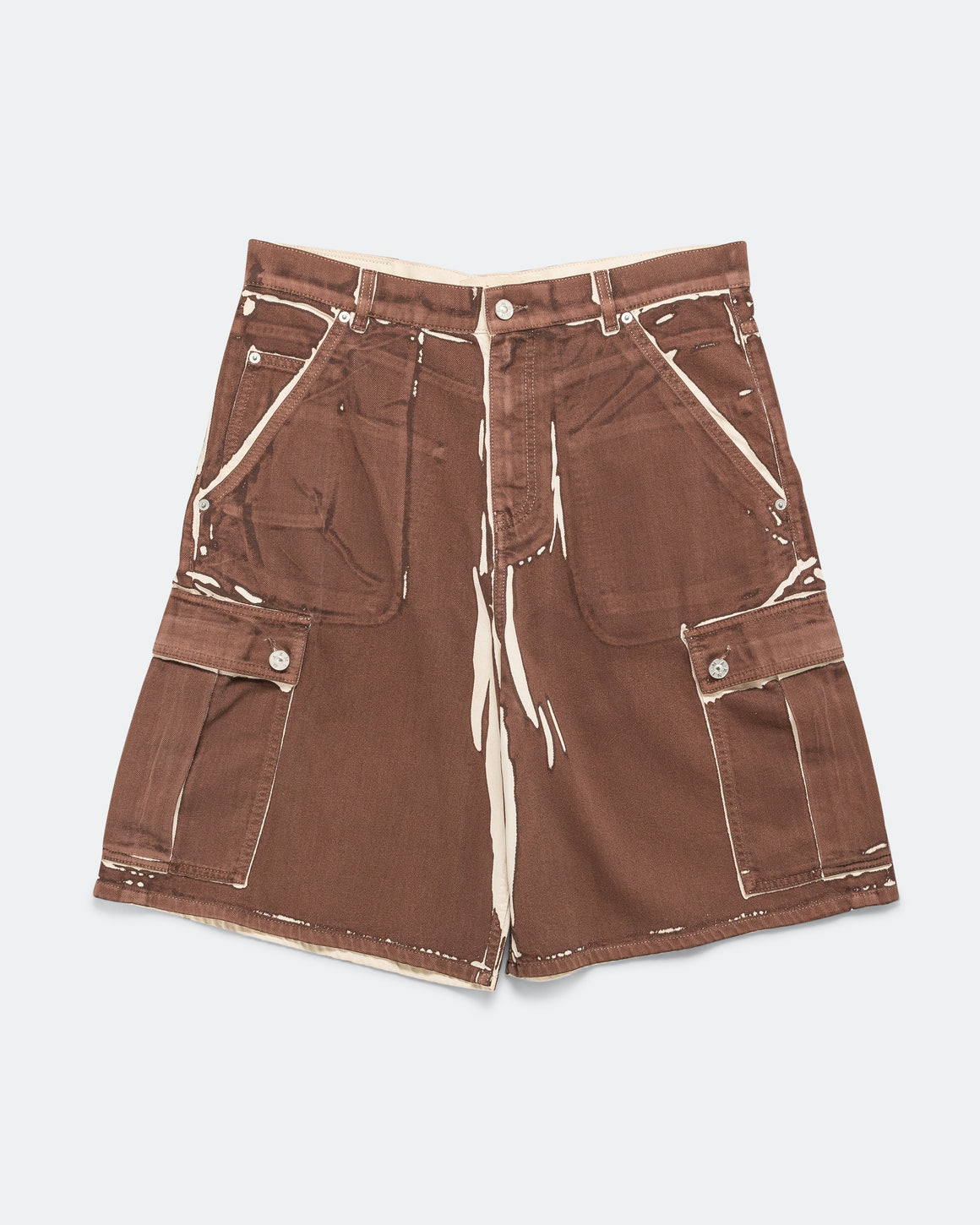 Marni - Brown Screenprinted Denim Cargo Shorts - Tobacco - UP THERE