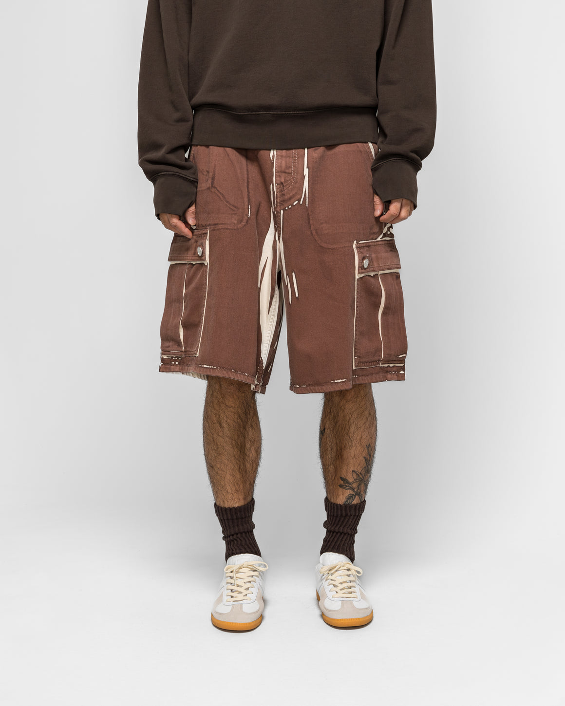 Marni - Brown Screenprinted Denim Cargo Shorts - Tobacco - UP THERE