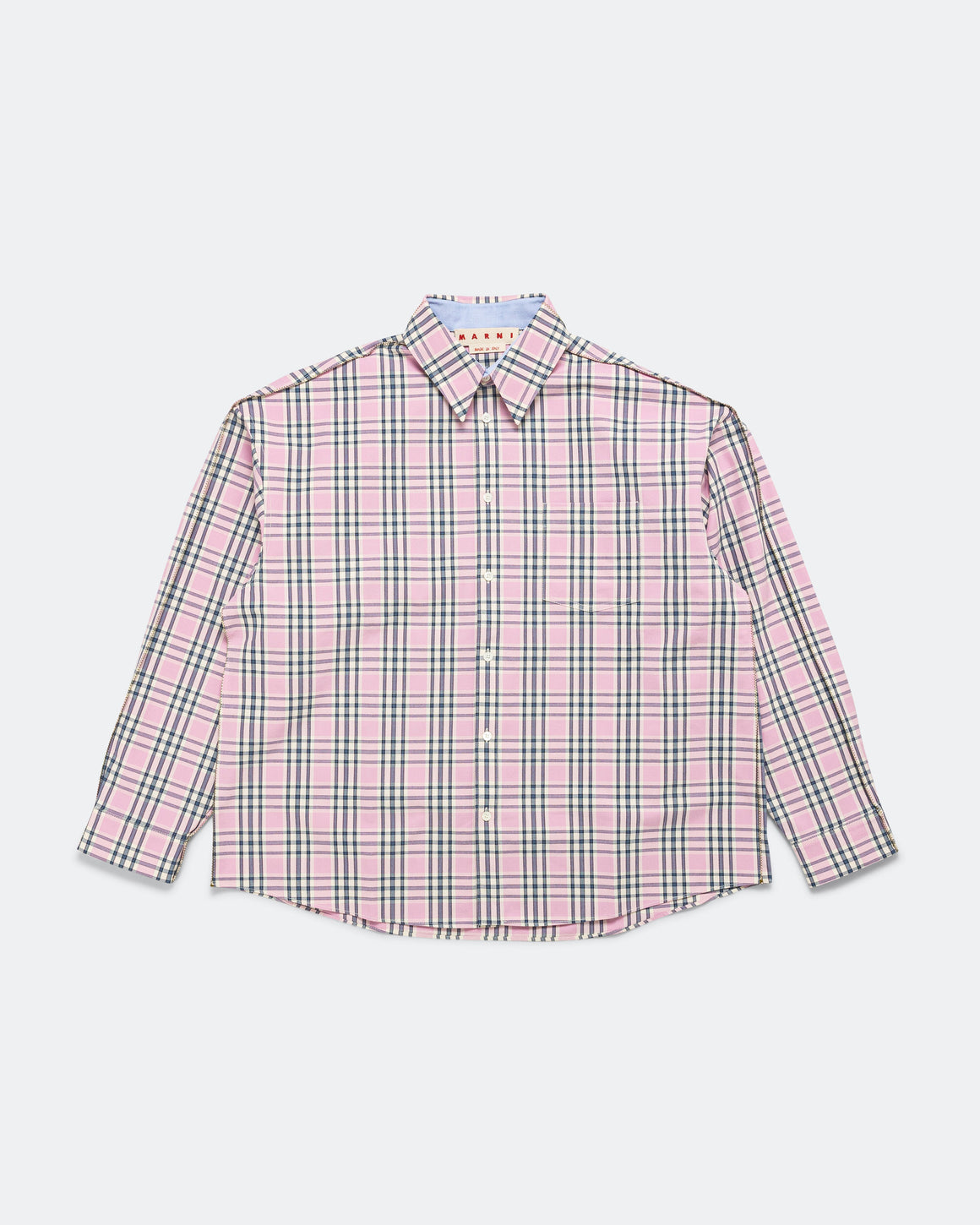 Marni - Check Compact Cotton Long-Sleeved Shirt - Quartz - UP THERE