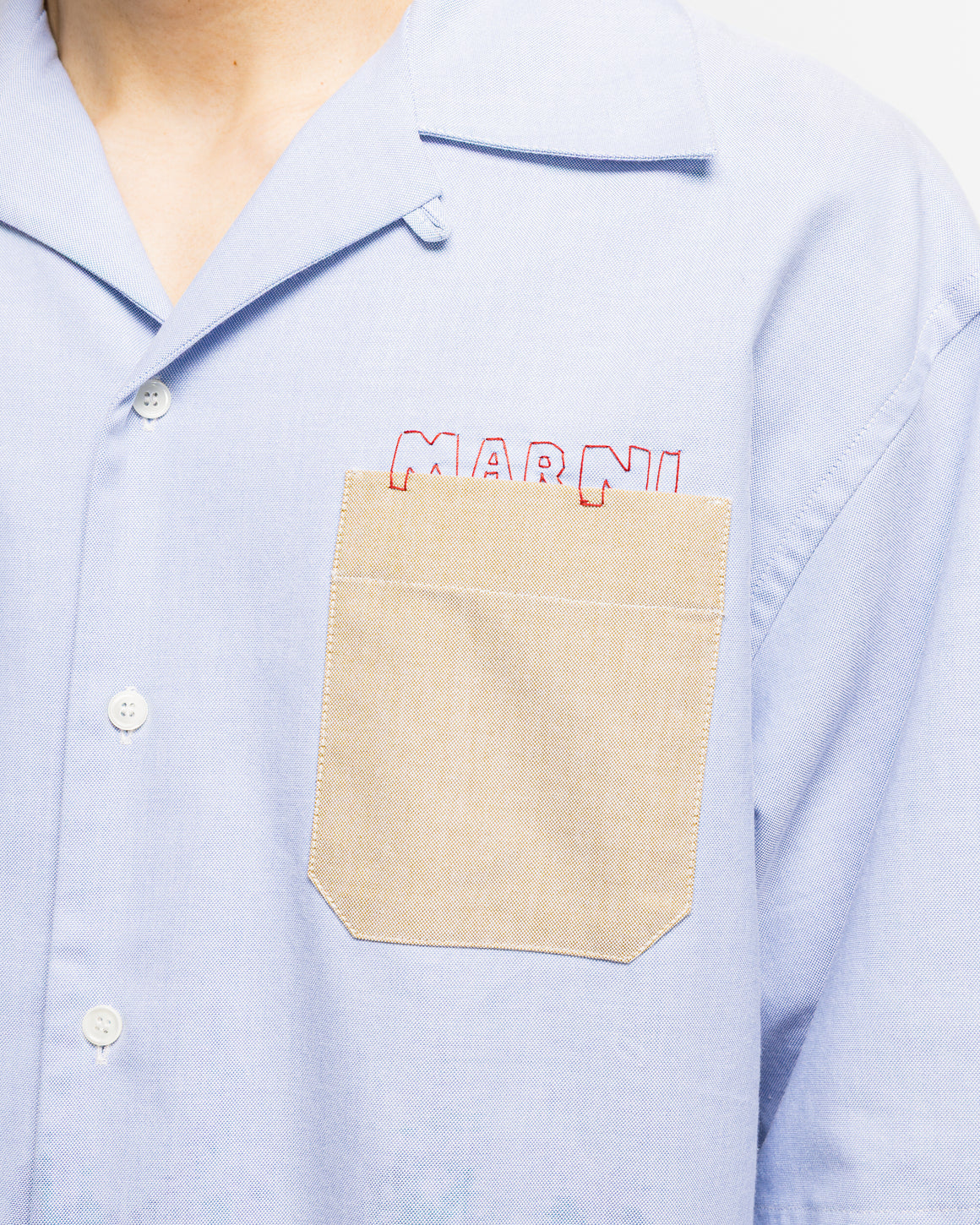 Marni - Cotton Oxford Short-Sleeved Bowling Shirt - Sapphire - UP THERE