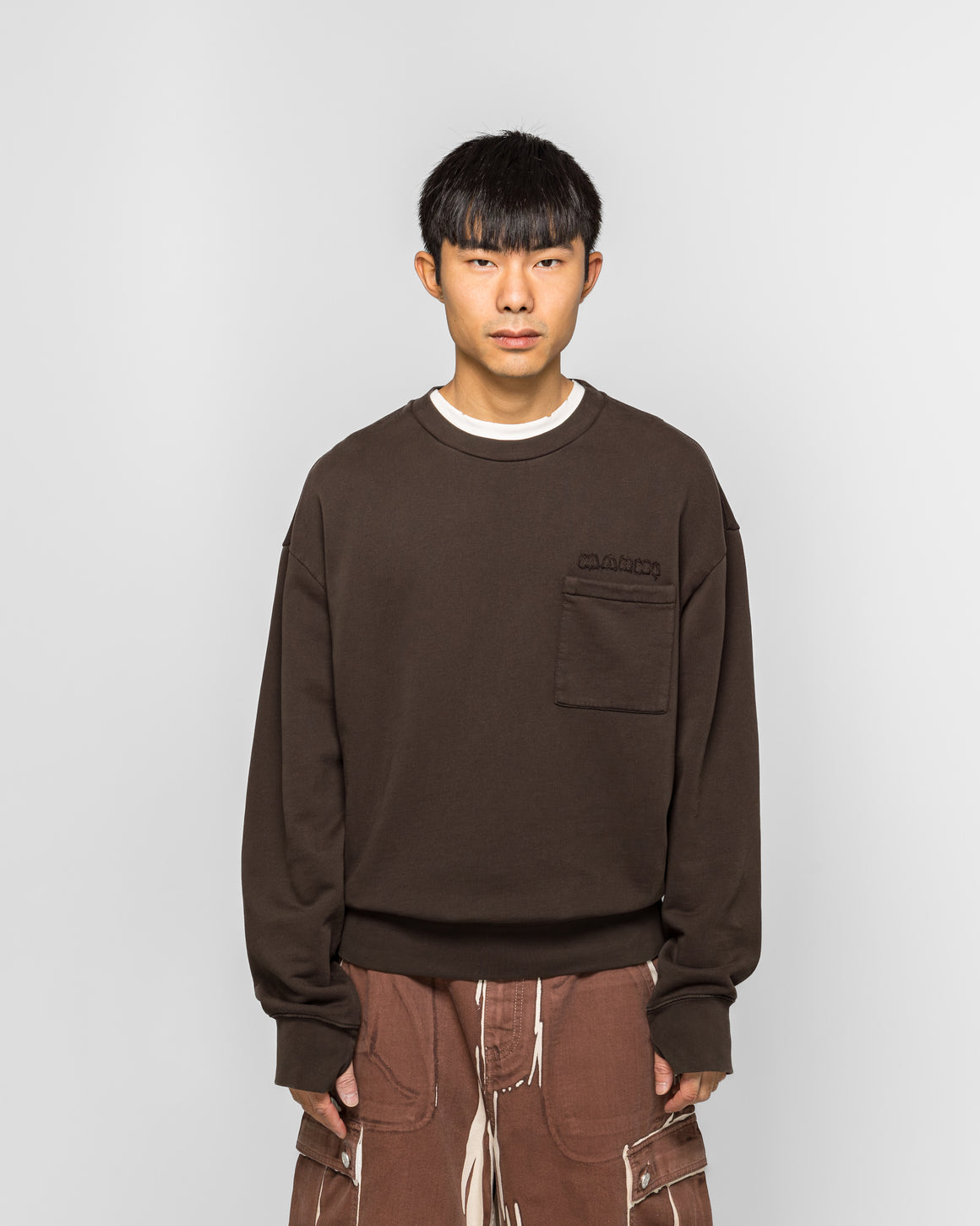Marni - Mock Neck Sweatshirt - Cacao Garment Dye - UP THERE