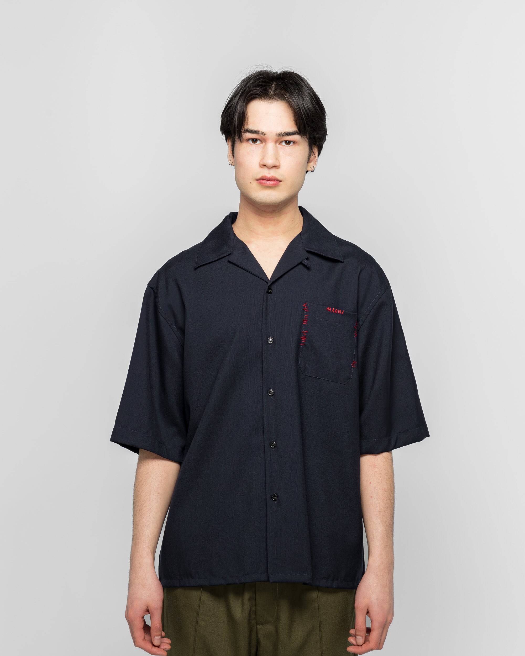 Marni - S/S Tropical Wool Shirt - Blublack | UP THERE
