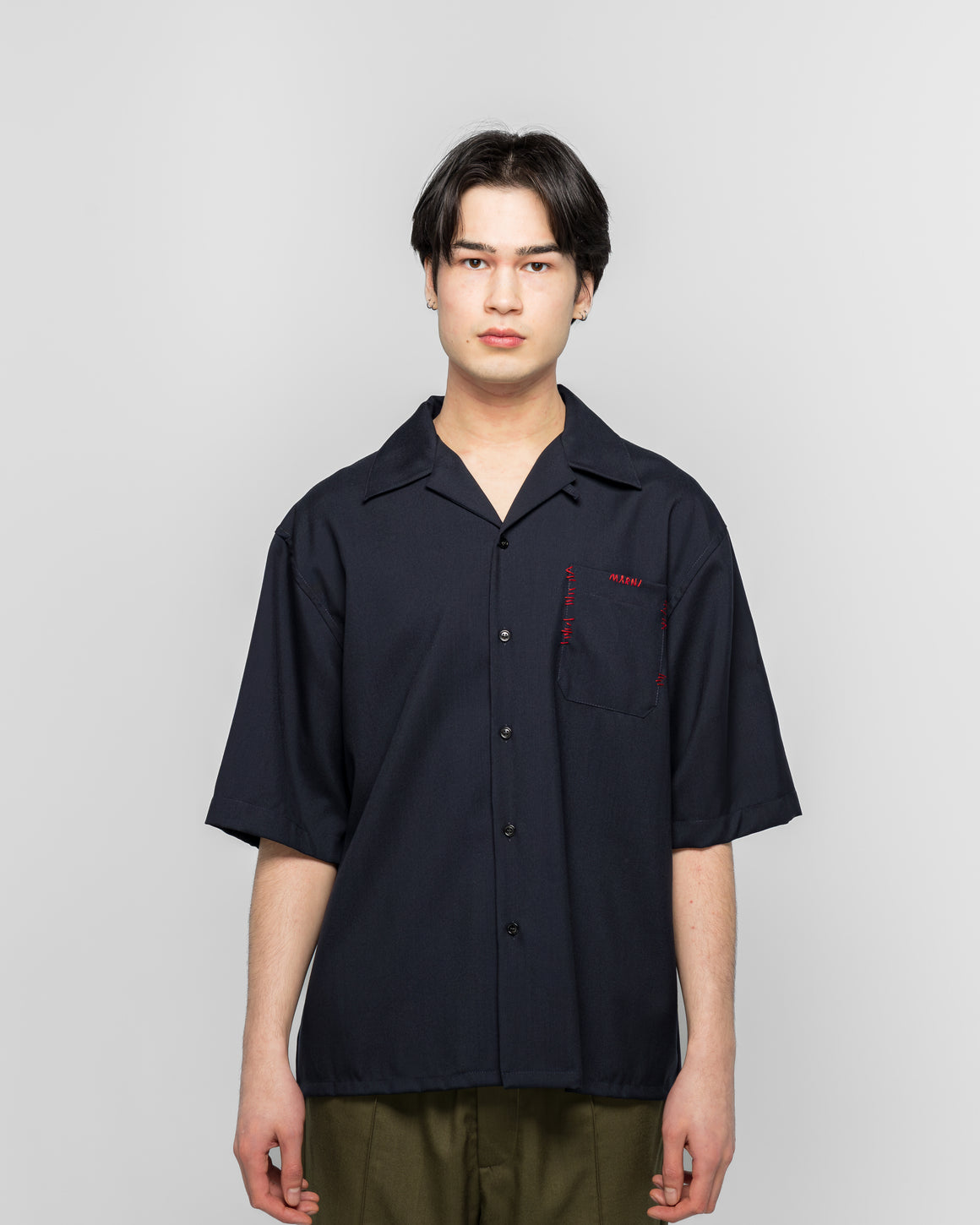 Marni - S/S Tropical Wool Shirt - Blublack - UP THERE