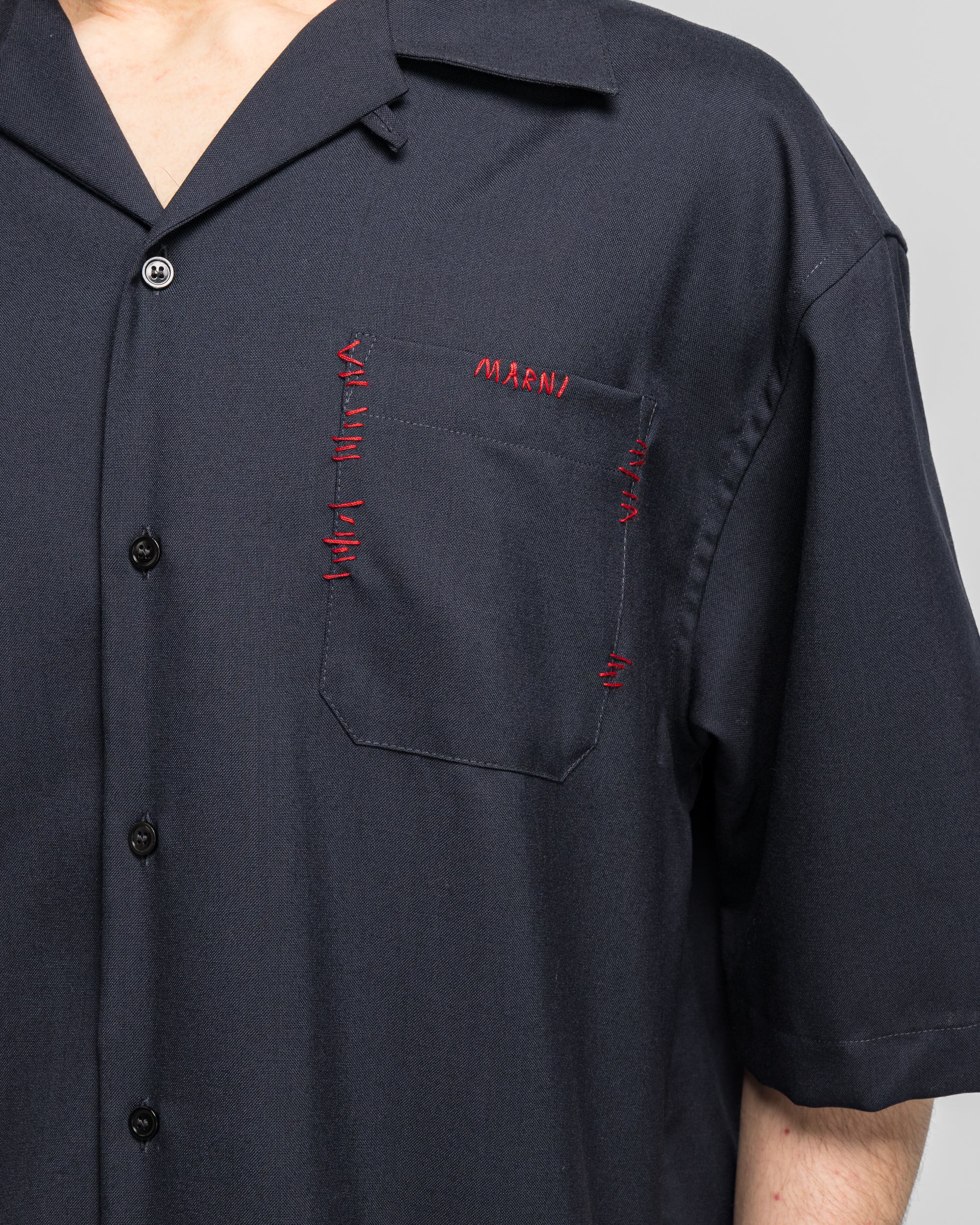 Marni - S/S Tropical Wool Shirt - Blublack | UP THERE