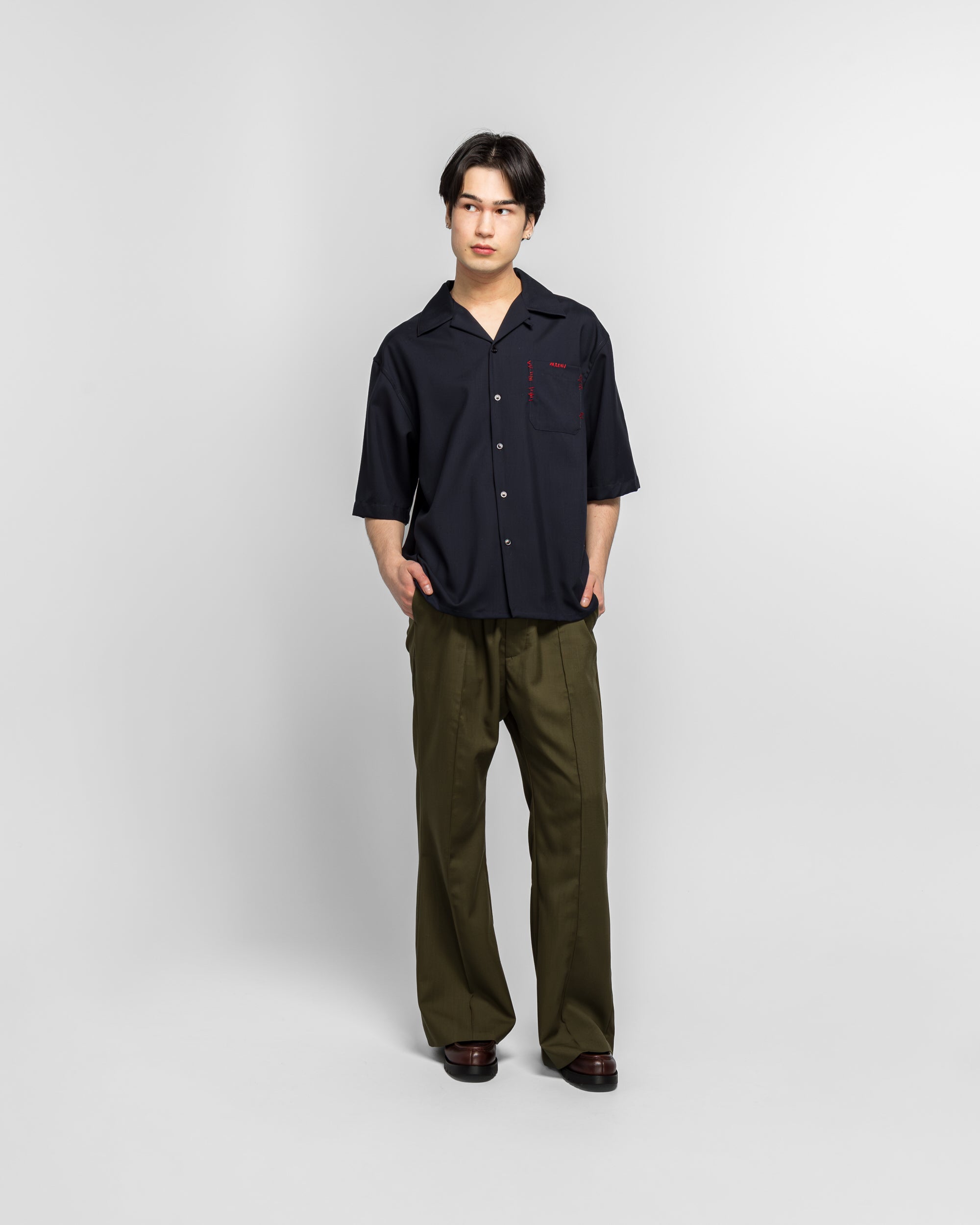Marni - S/S Tropical Wool Shirt - Blublack | UP THERE