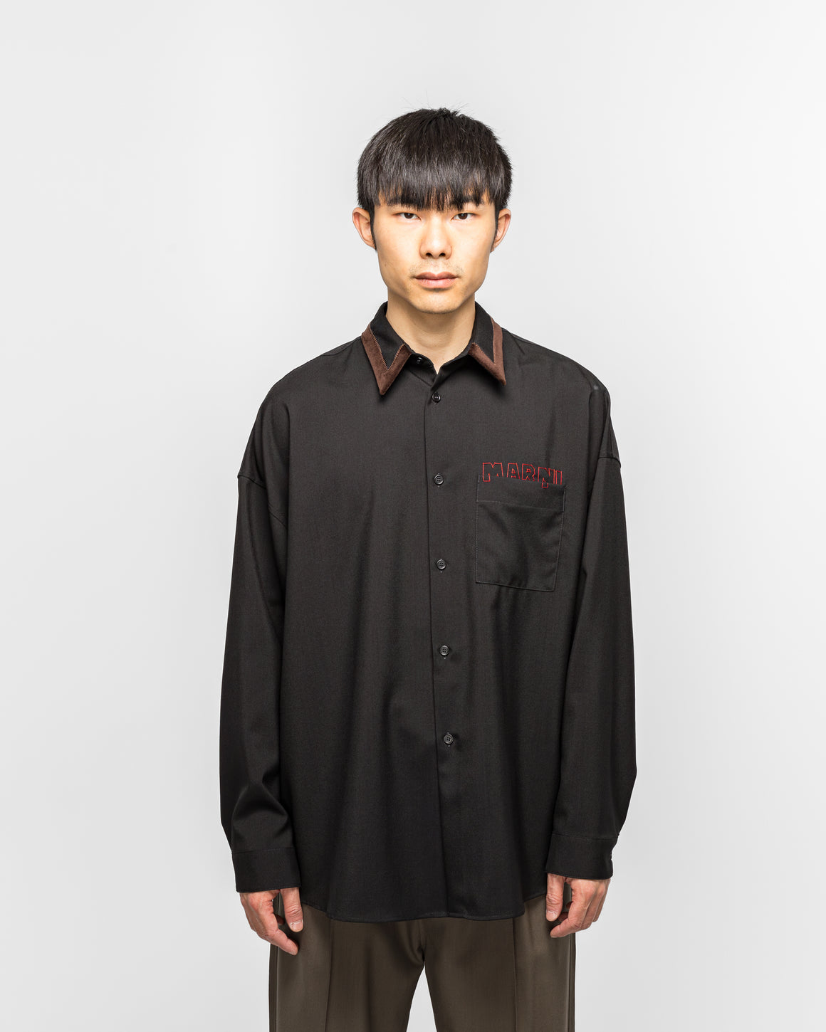 Marni - Tropical Wool Long Sleeved Shirt - Black - UP THERE