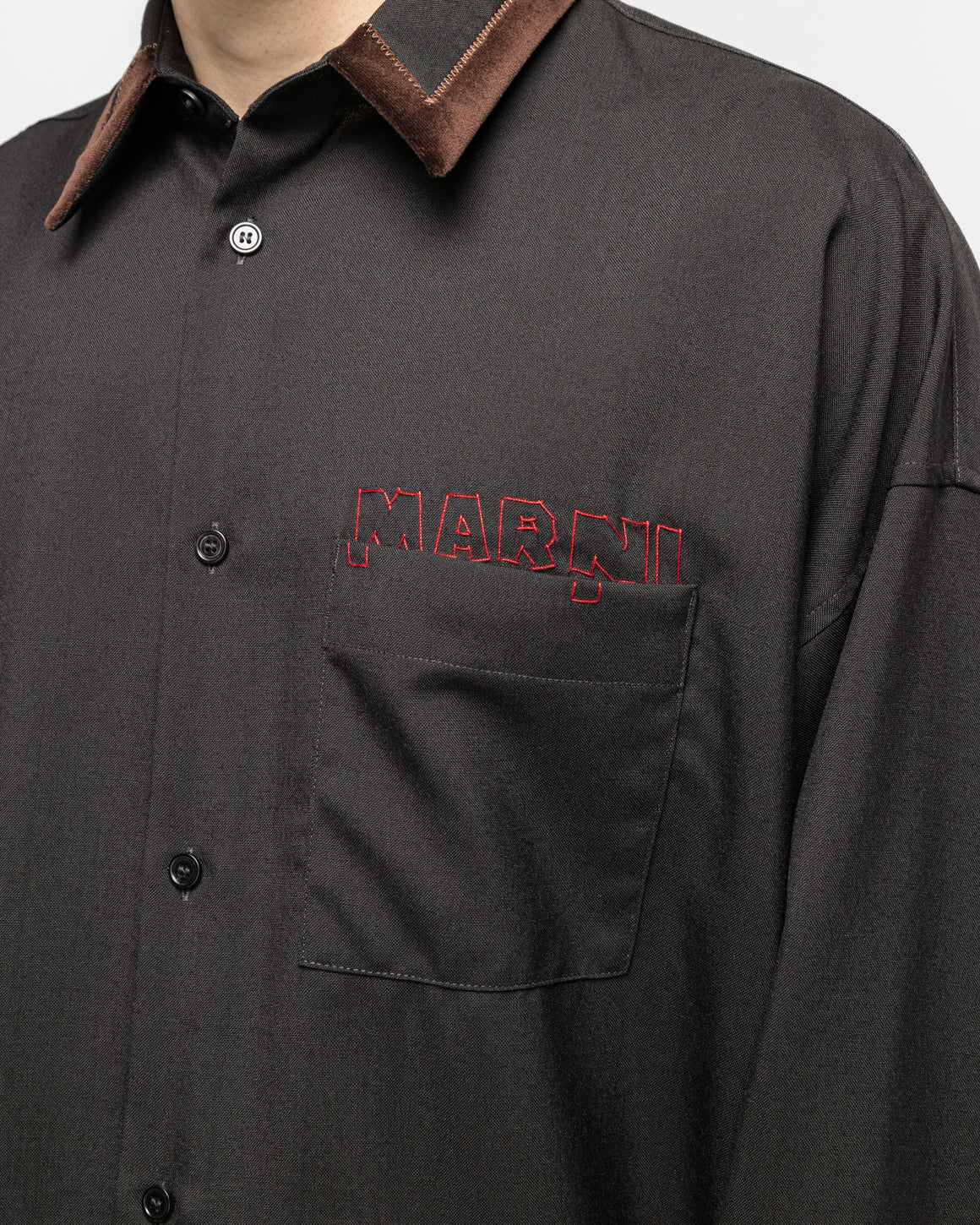 Marni - Tropical Wool Long Sleeved Shirt - Black - UP THERE