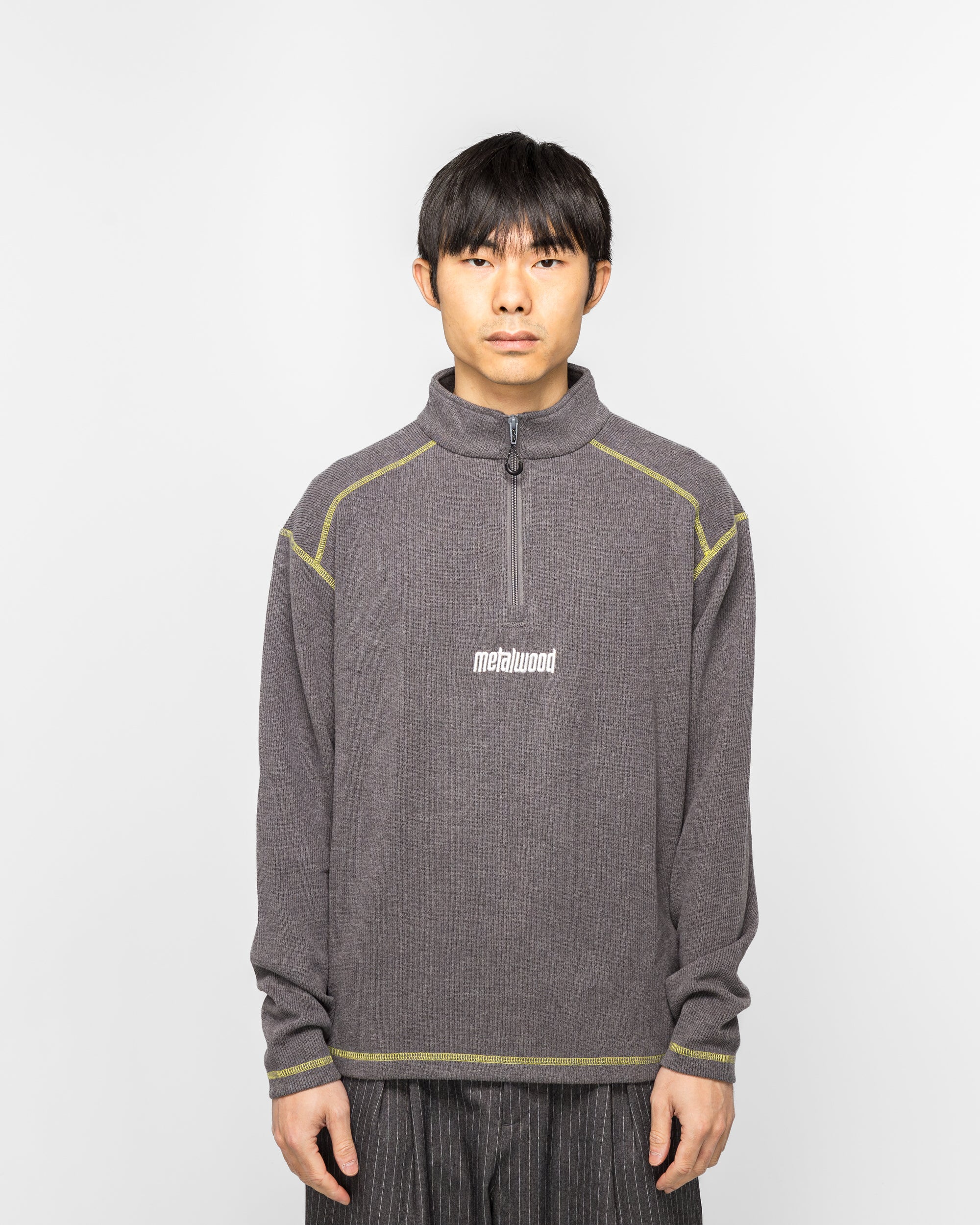 Metalwood - Contrast Stitch 1/4 Zip Pullover - Charcoal | UP THERE