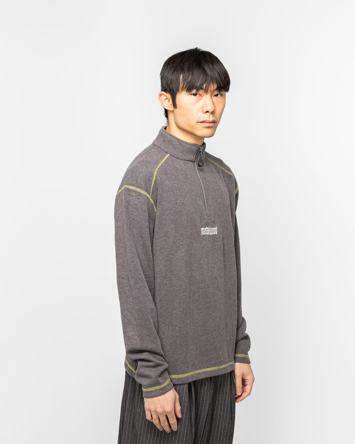 Metalwood - Contrast Stitch 1/4 Zip Pullover - Charcoal - UP THERE