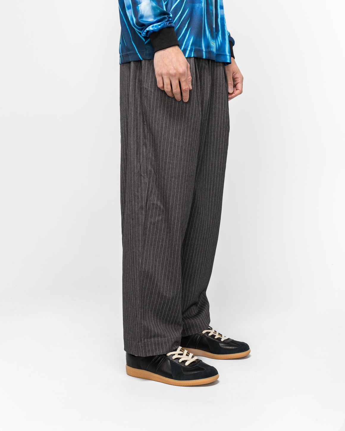 Metalwood - Elastic Waist Baggy Pant - Grey Pinstripe - UP THERE