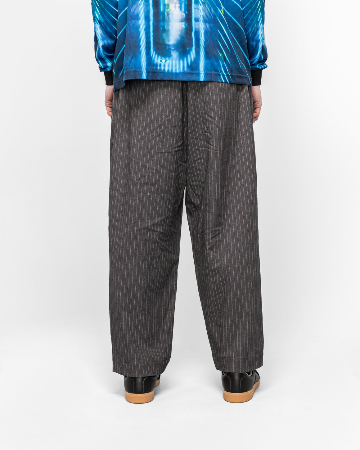 Metalwood - Elastic Waist Baggy Pant - Grey Pinstripe - UP THERE